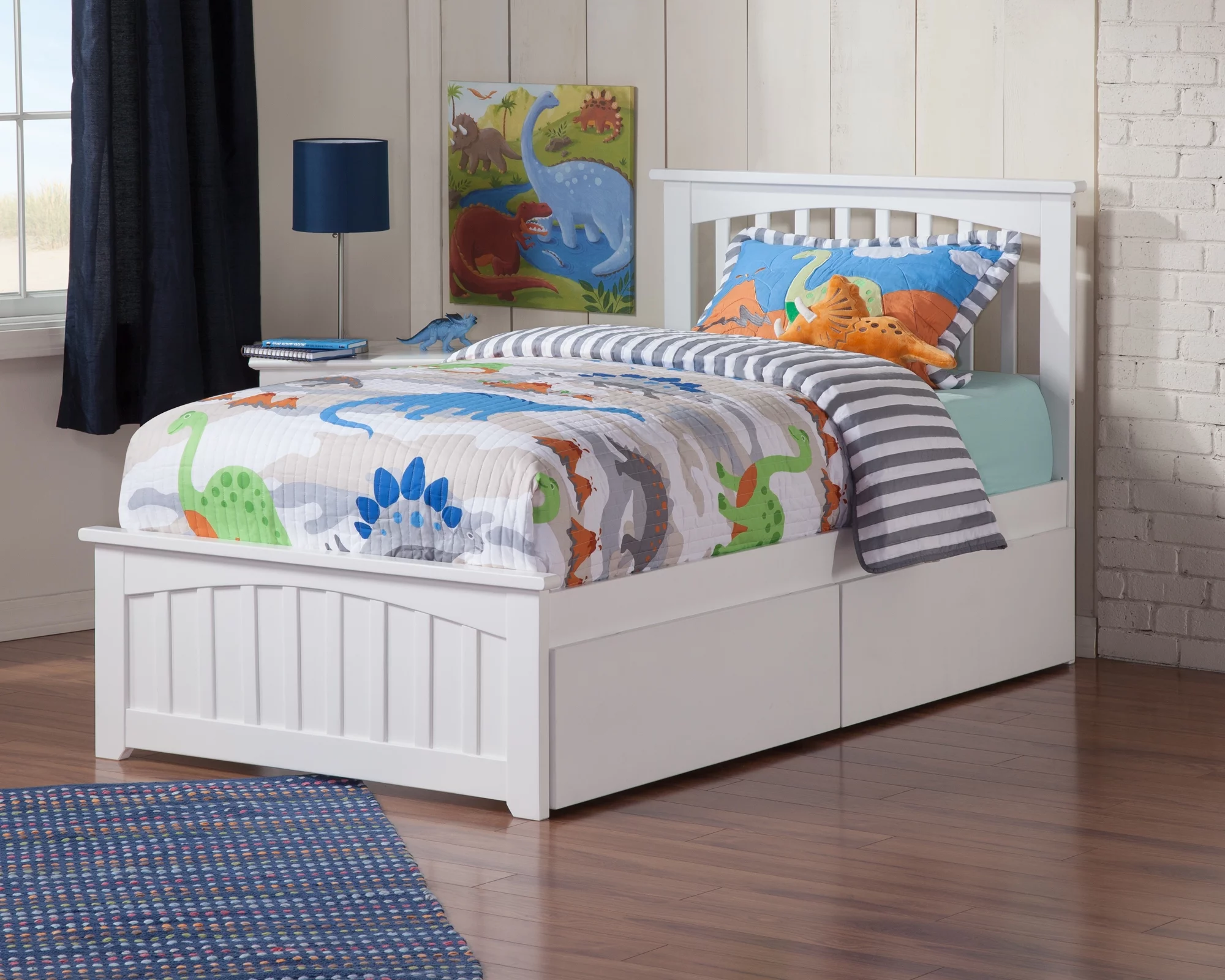 Mission Platform Bed with Matching Foot Board with 2 Urban Bed Drawers in, Multiple Colors and Sizes