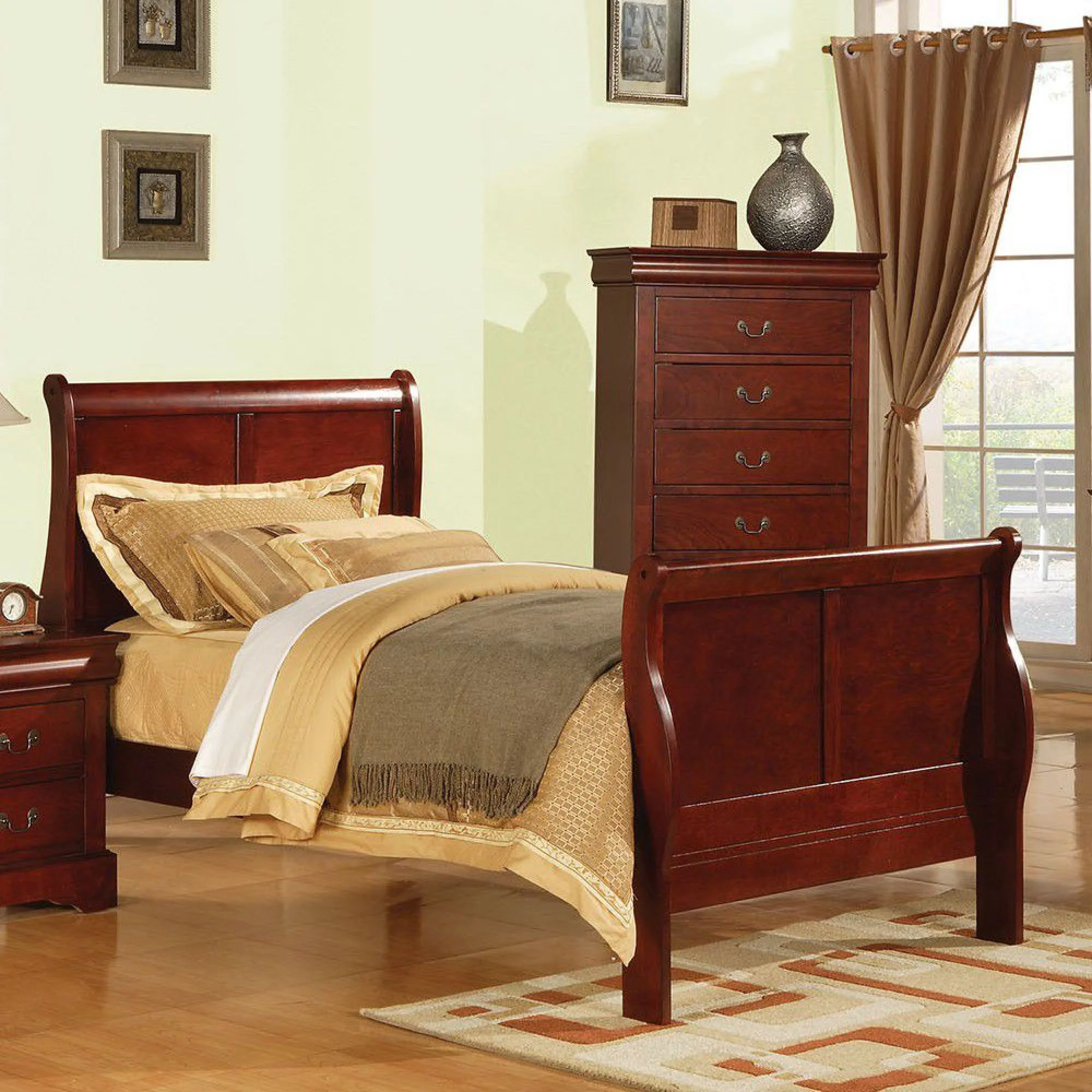 Miekor Furniture Louis Philippe III Twin Bed in Cherry