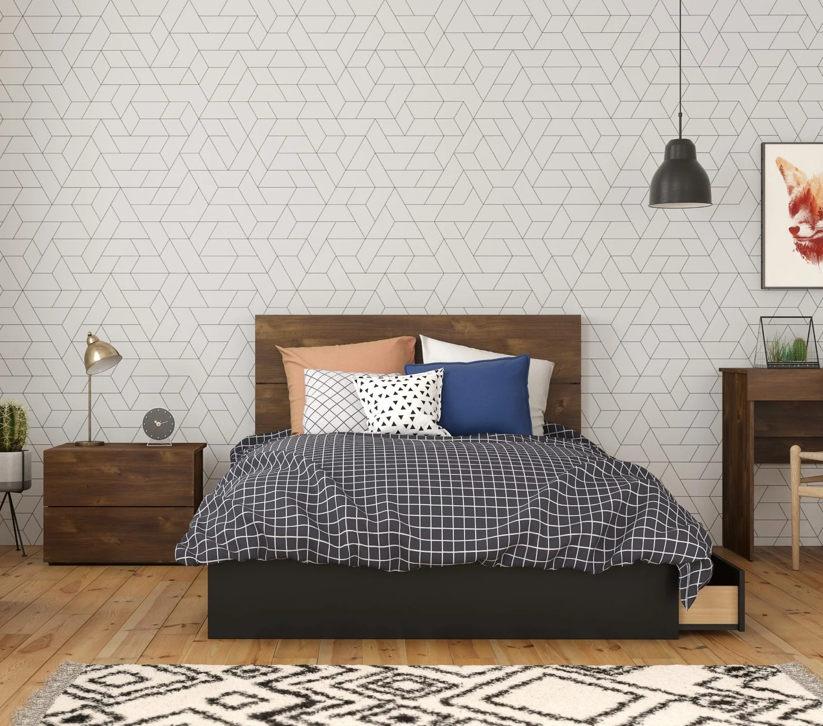 Nexera Bogota 3 Piece Full Size Bedroom Set, Truffle & Black