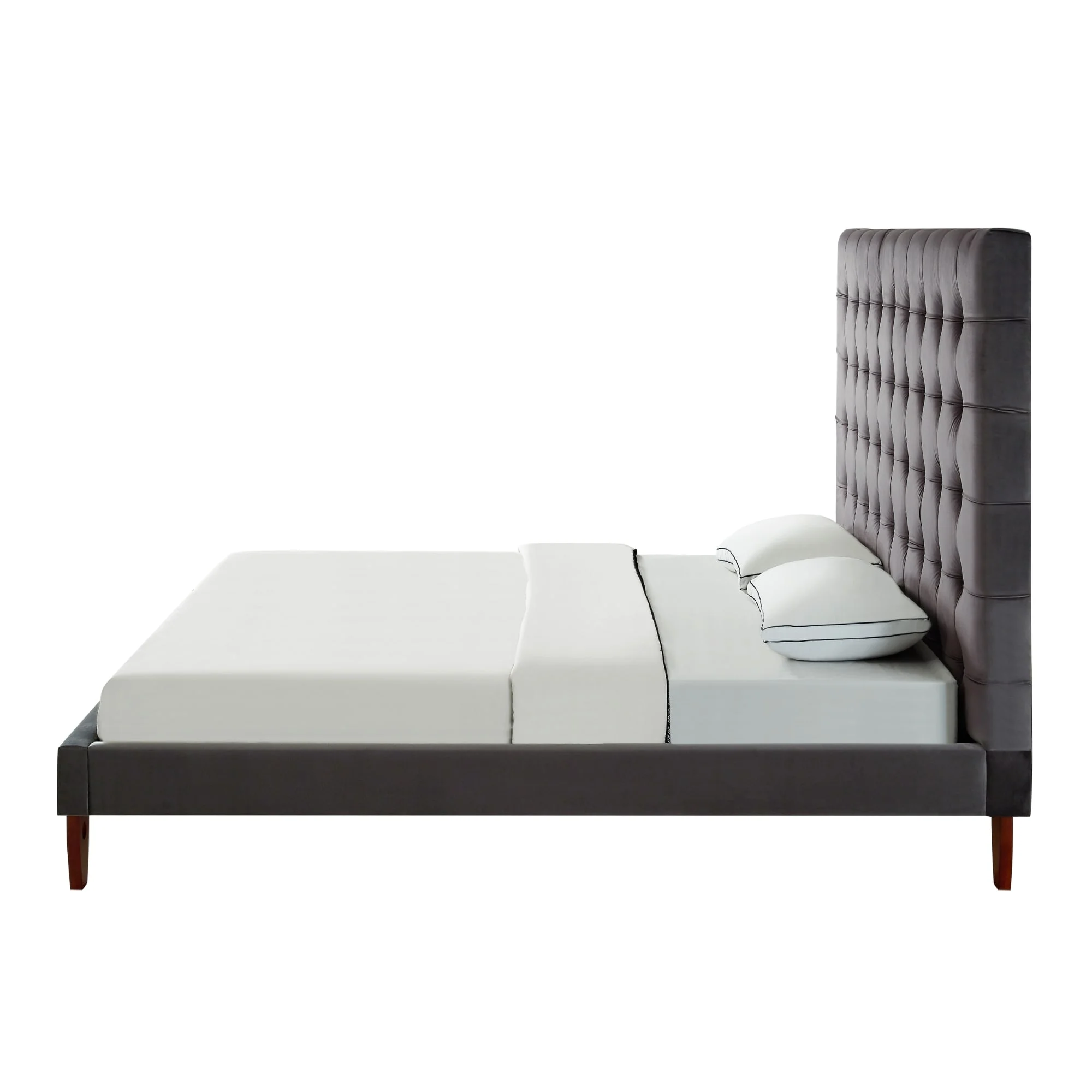 Inspired Home  Ryan Velvet  Button Tufted  Platform Bed