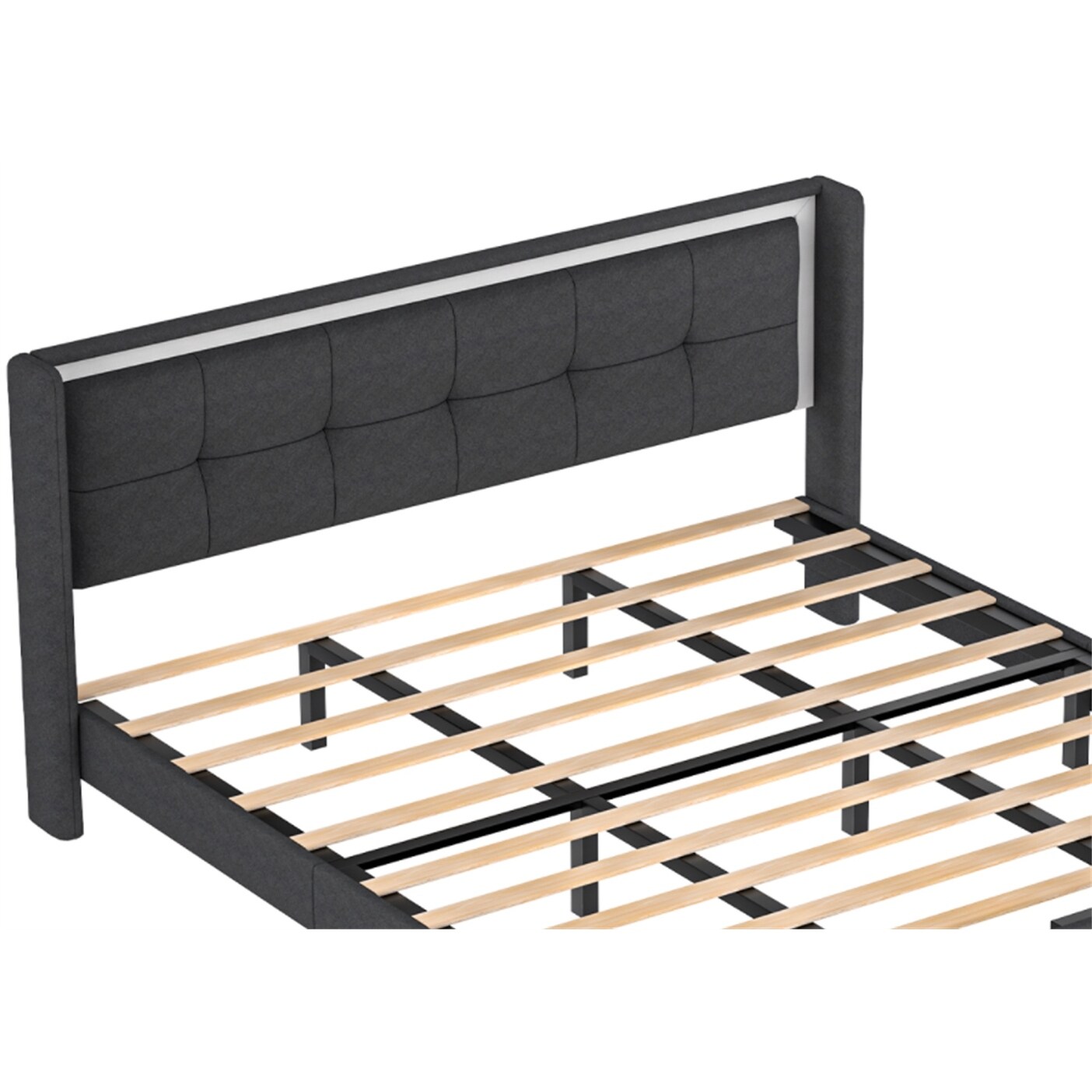 Full Size Upholstered platform bed frame with headboard
