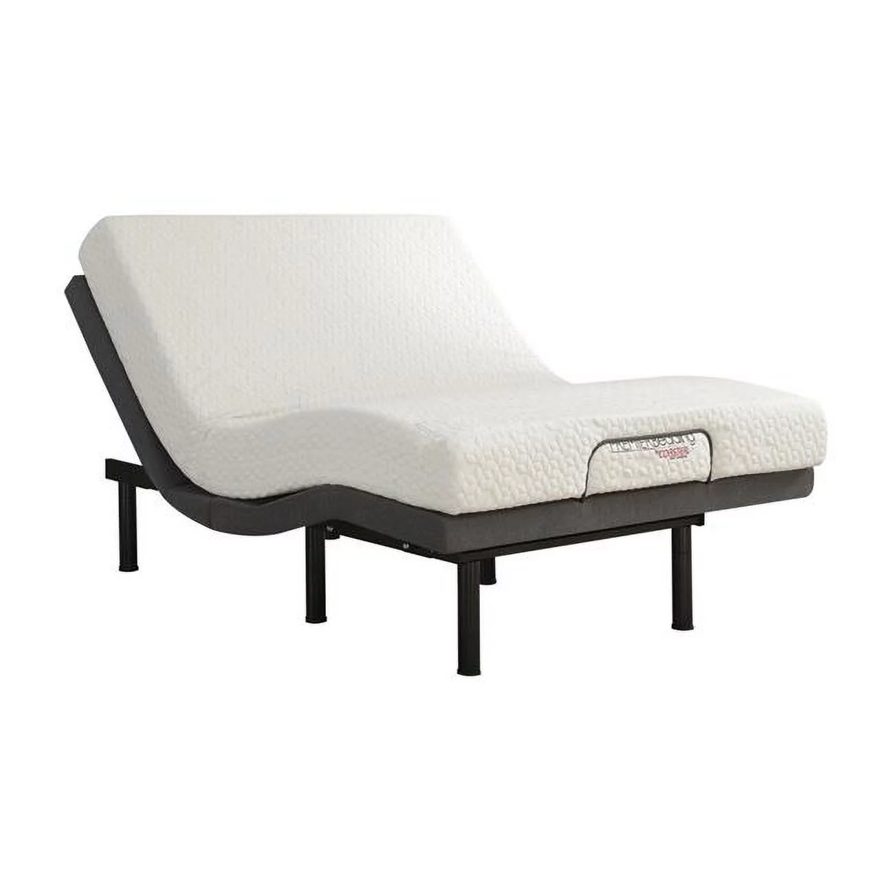 Tao Adjustable Full Size Bed Base with Ergonomic Dual Incline, Massager & Bluetooth, Off White & Black