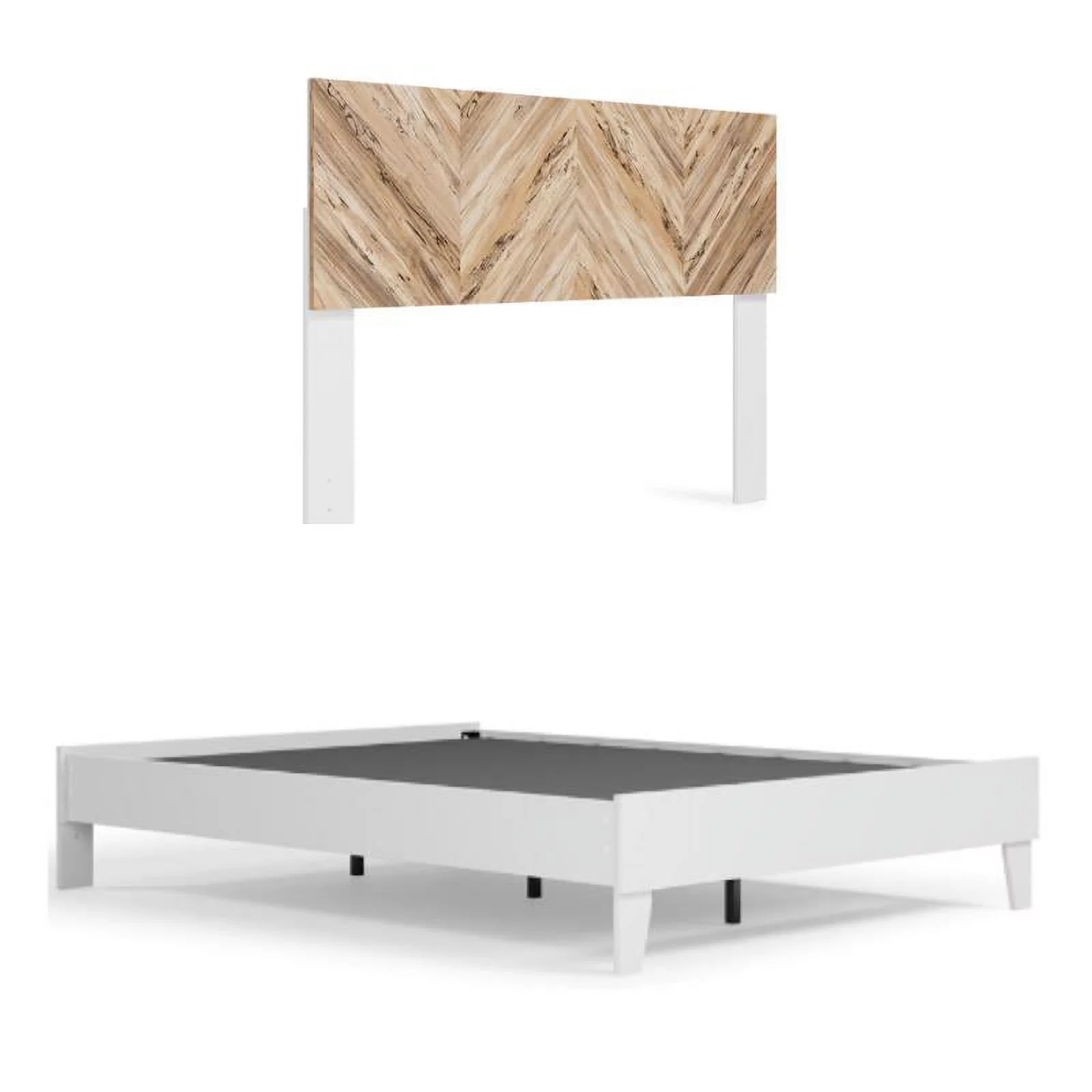 Home Square 2-Piece Set with Headboard and Queen Platform Bed in White