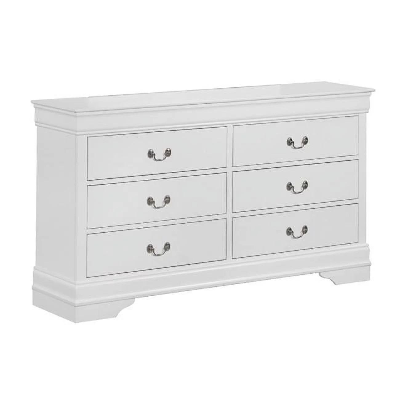 Benjara BM215248 Transitional Style 6 Drawer Dresser with Metal Pulls, White