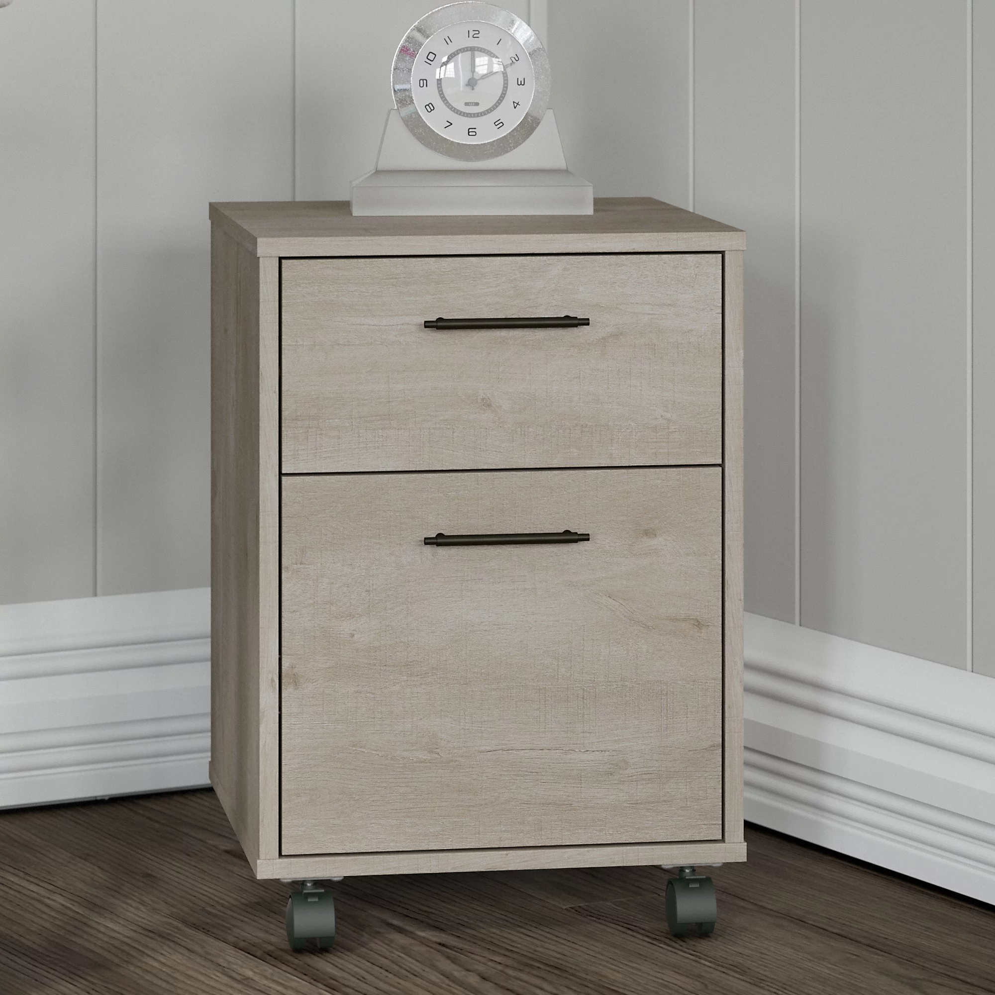 Bush Furniture Key West Mobile File Cabinet, 2 Drawer, Washed Gray