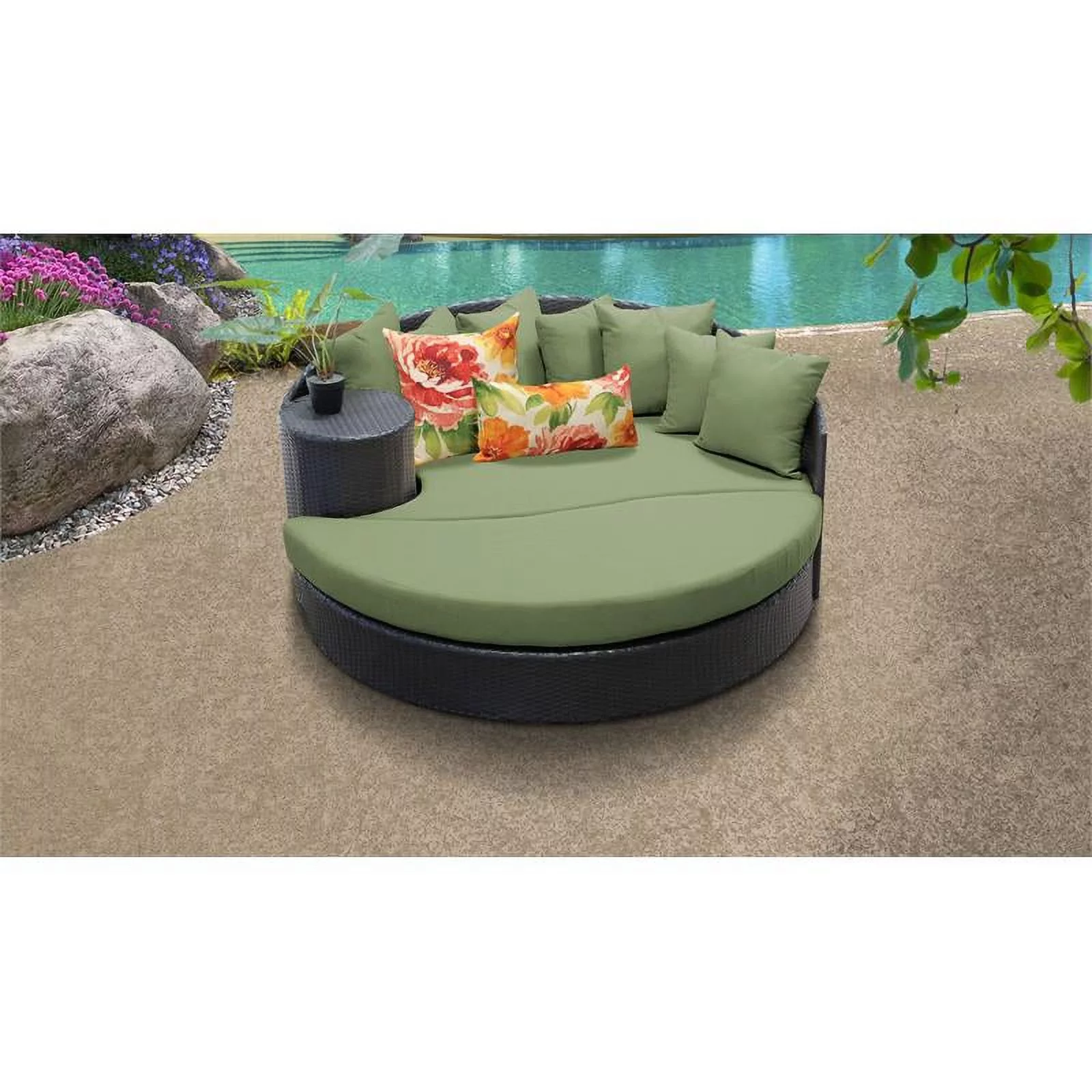 Bowery Hill Modern Outdoor Wicker Patio Sun Bed in Cilantro