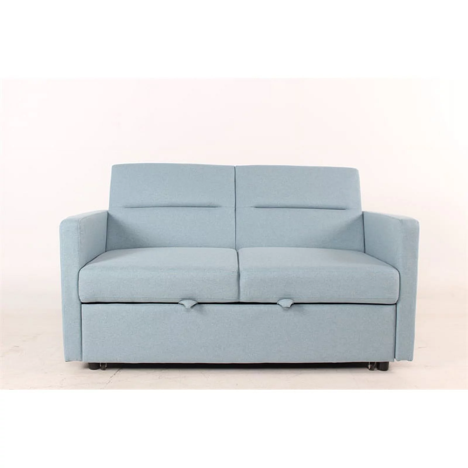 Bowery Hill Modern Microfiber Sleeper Sofa in Light Blue