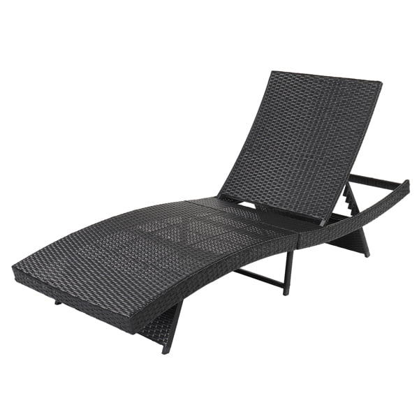 Bornmio 193*68*33cm S Shape Iron Frame Black Embossed Blue Cushion Woven Rattan Bed