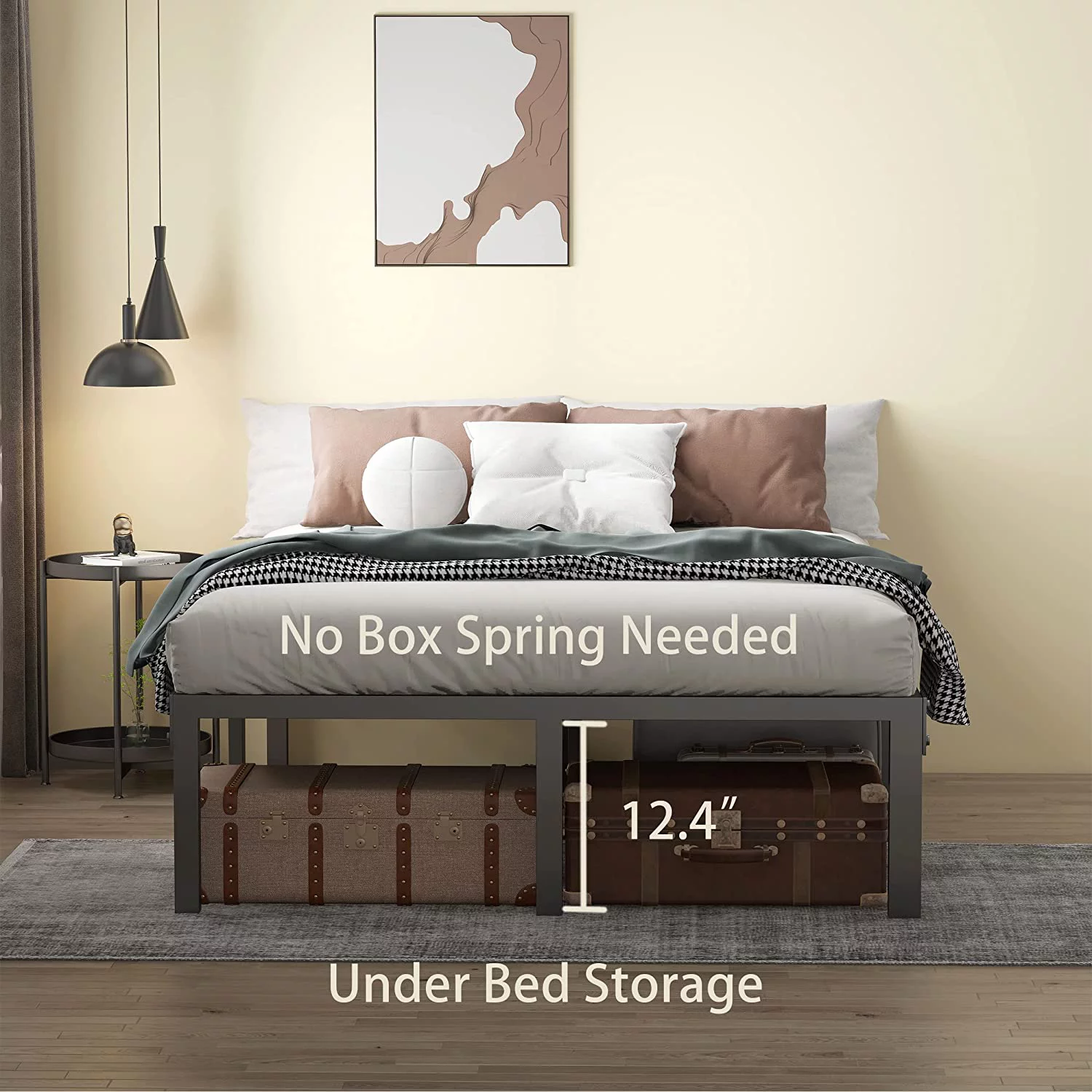 MAF 14 Inch Metal Platform Full Size   Heavy Duty Black Bed Frame with Steel Slats Support  No Box Spring Needed  Noise Free  Easy Assembly