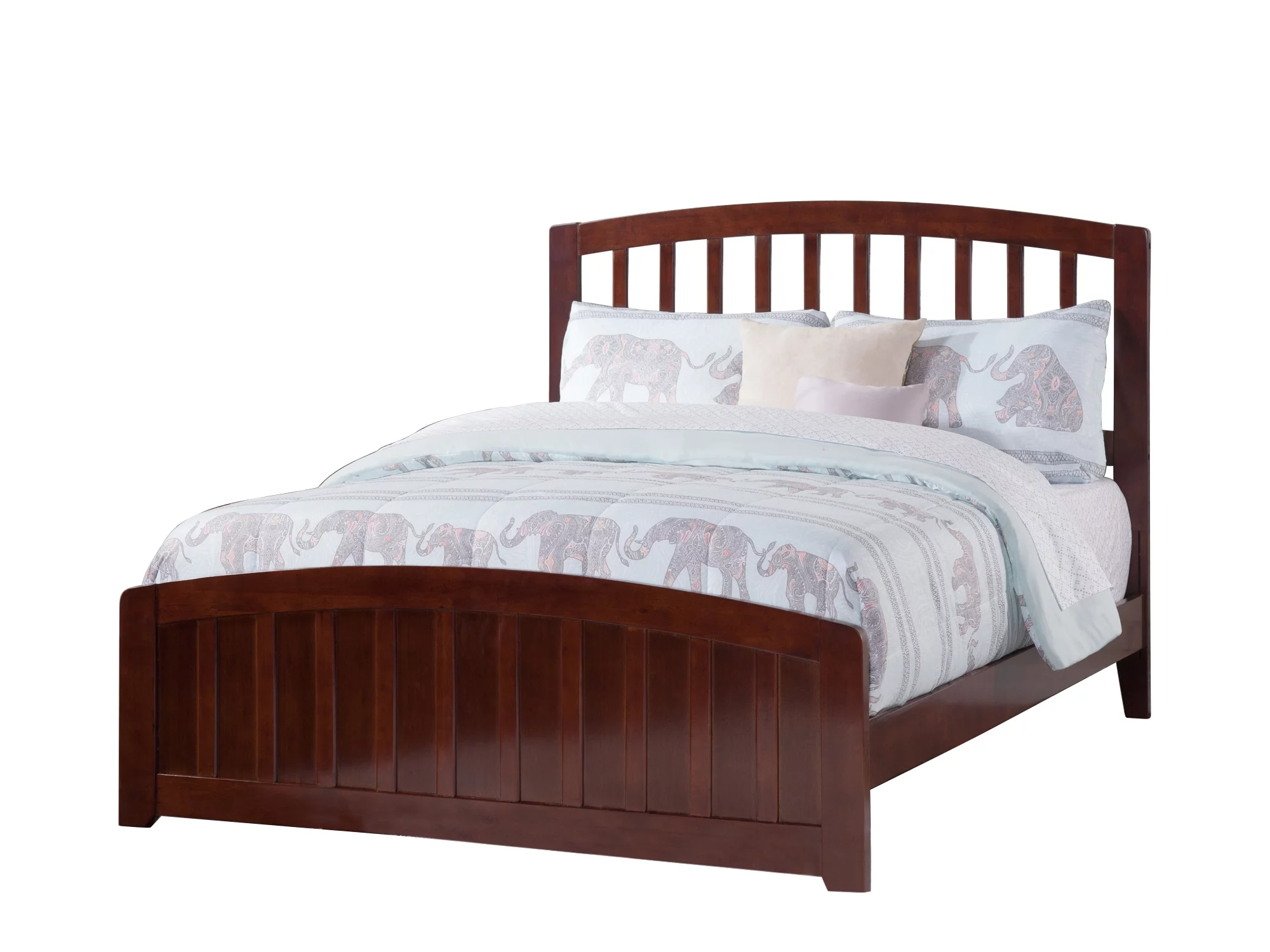 AFI Richmond Full Wood Platform Bed with Slatted Headboard and Footboard, Walnut