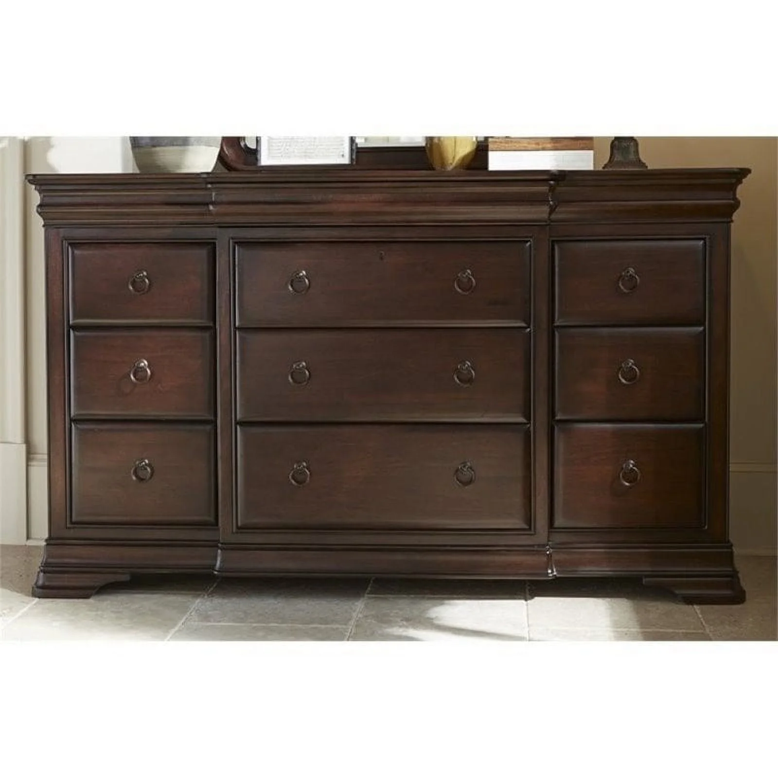 Beaumont Lane 12 Drawer Dresser in Rustic Cherry