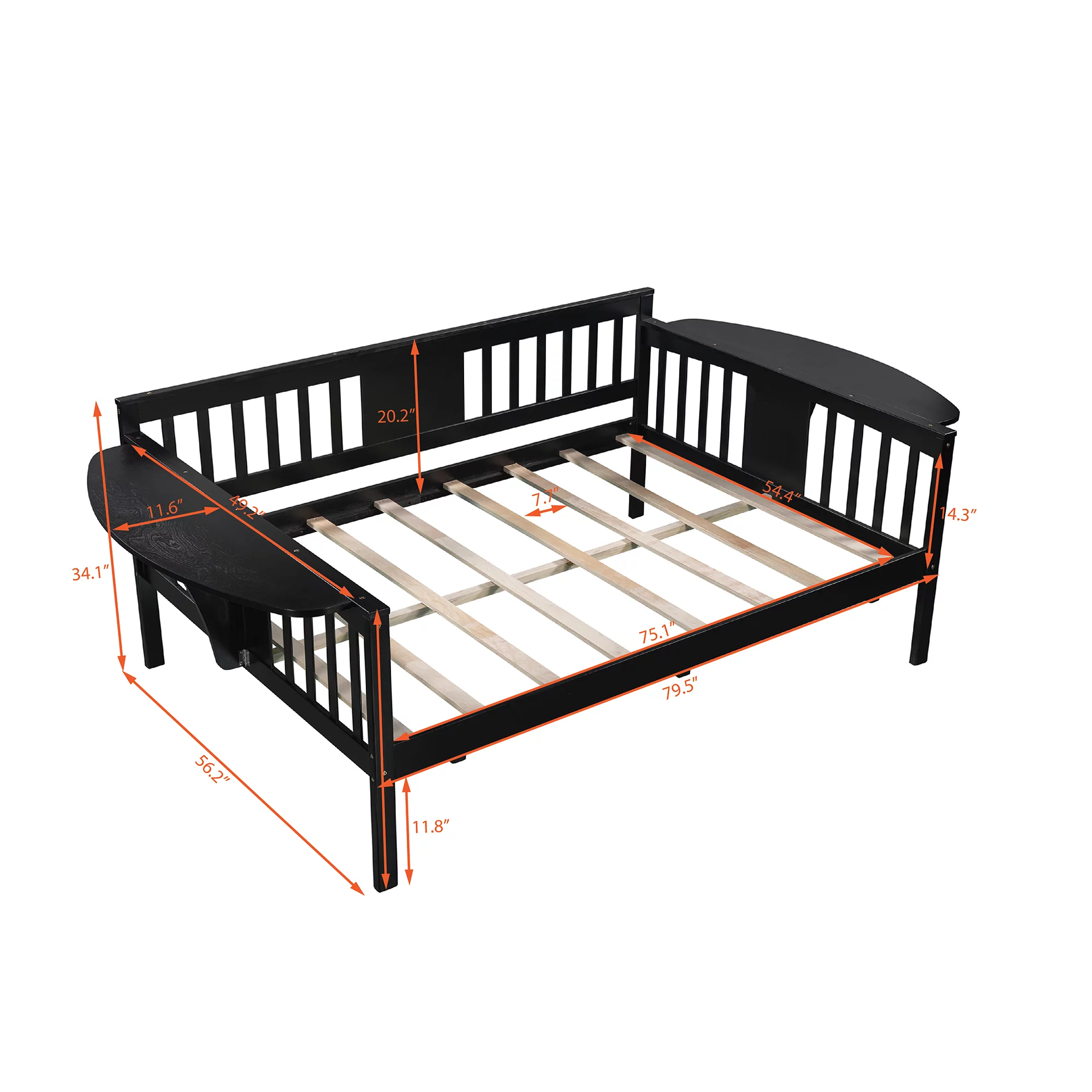 Espresso Full Size Daybed, Wood Slat Support