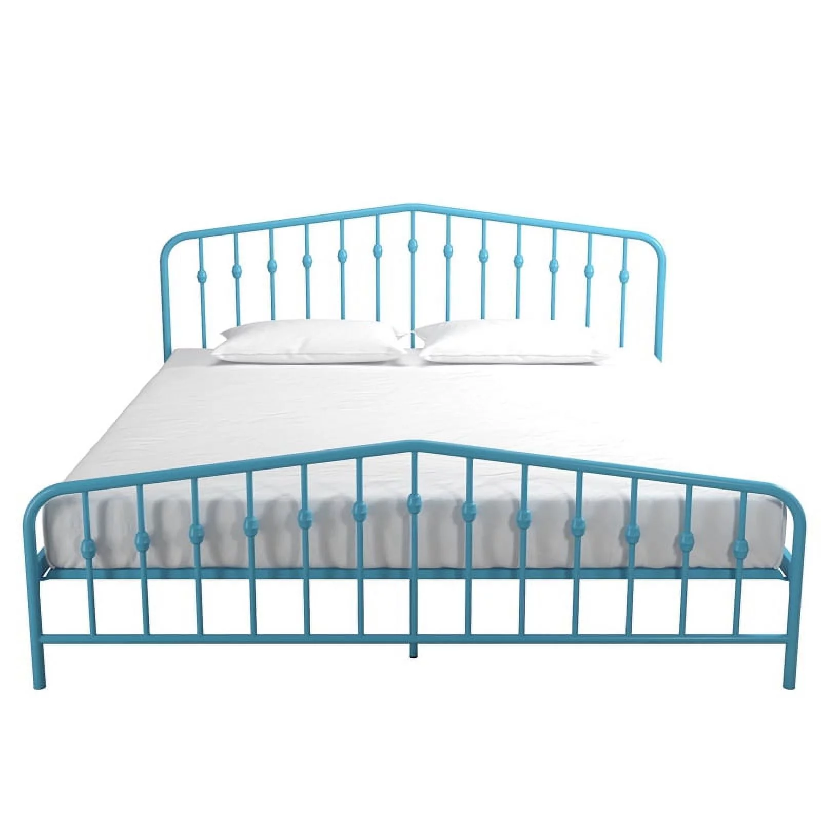 Bowery Hill Industrial Adjustable Height Metal King Bed in Sea Blue