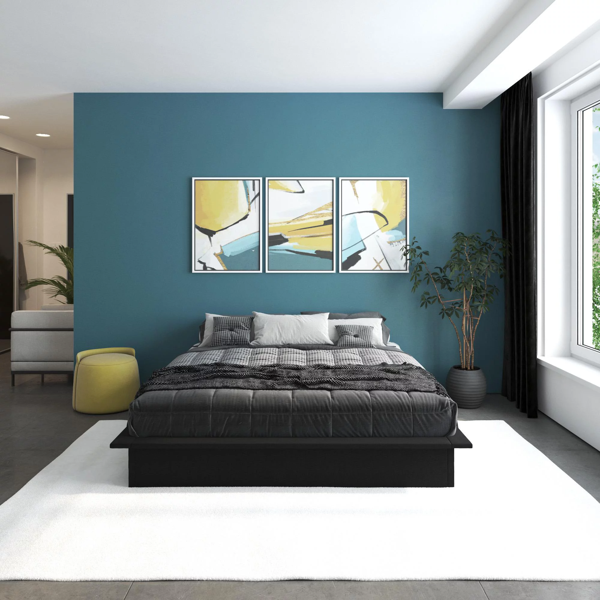 DHP Maven Upholstered Bed, King, Black