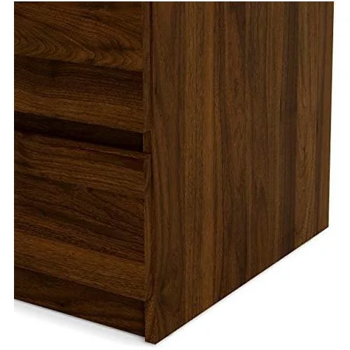 Handle-Free Contemporary Bedroom Furniture College Living 5 Drawer Chest Brown