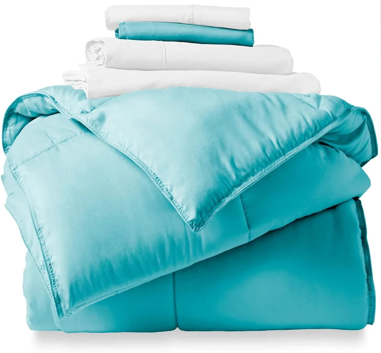 8 Piece Bed In A Bag Comforter Set Soft Complete Set Includes Bed Sheet (Queen, AOUA)