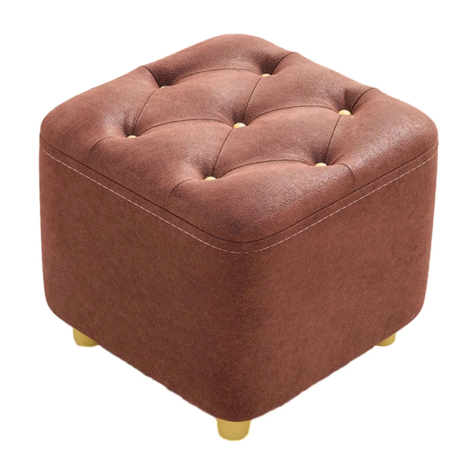 TISHITA Ottoman Stool Foot Stool Leg Stool Protect Wood Floor Foot Rest Square Footstool for Doorway Bedside Dressing Room Home Couch brown