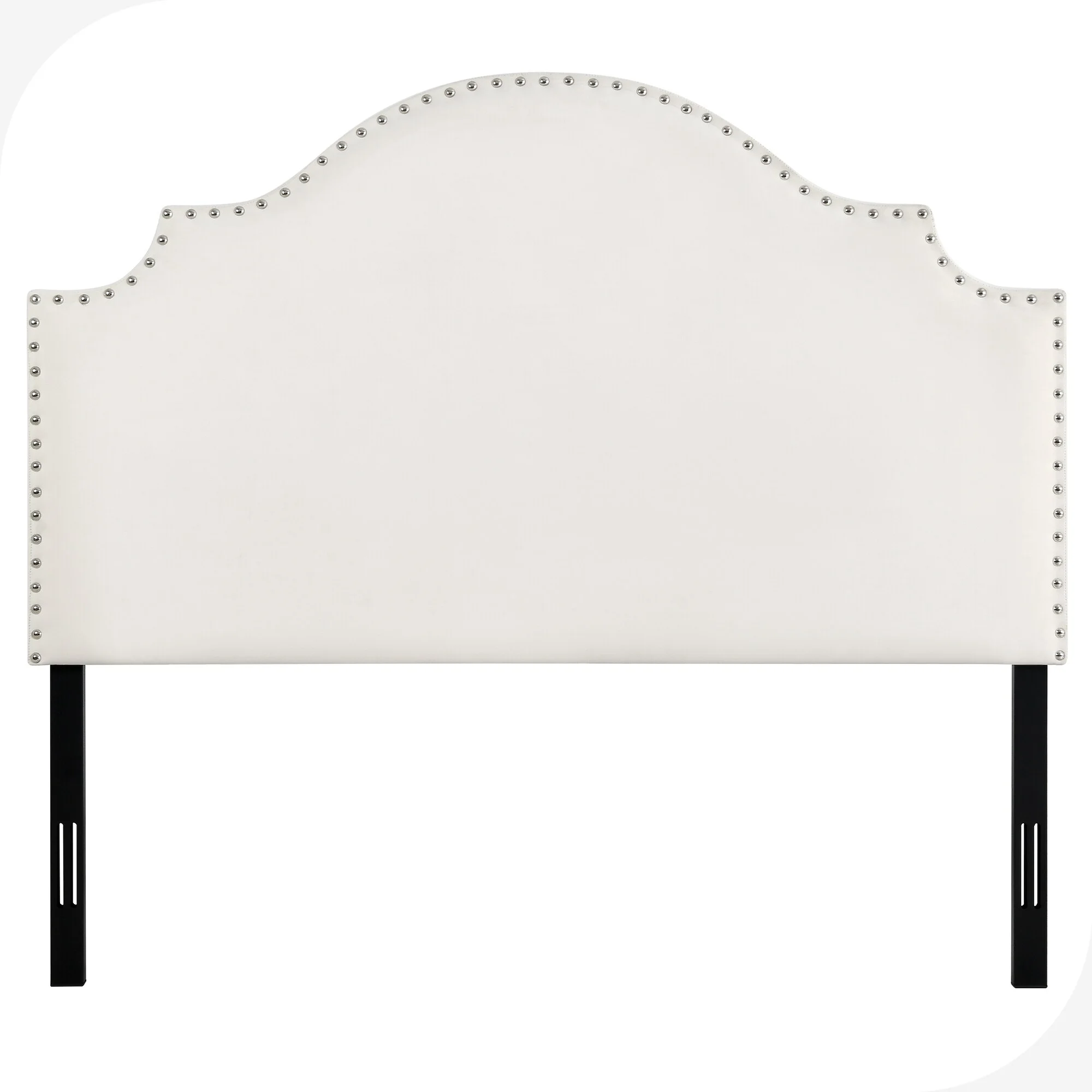 WedealFu Inc Crown Arched Velvet Upholstered Padded Wingback Queen Headboard