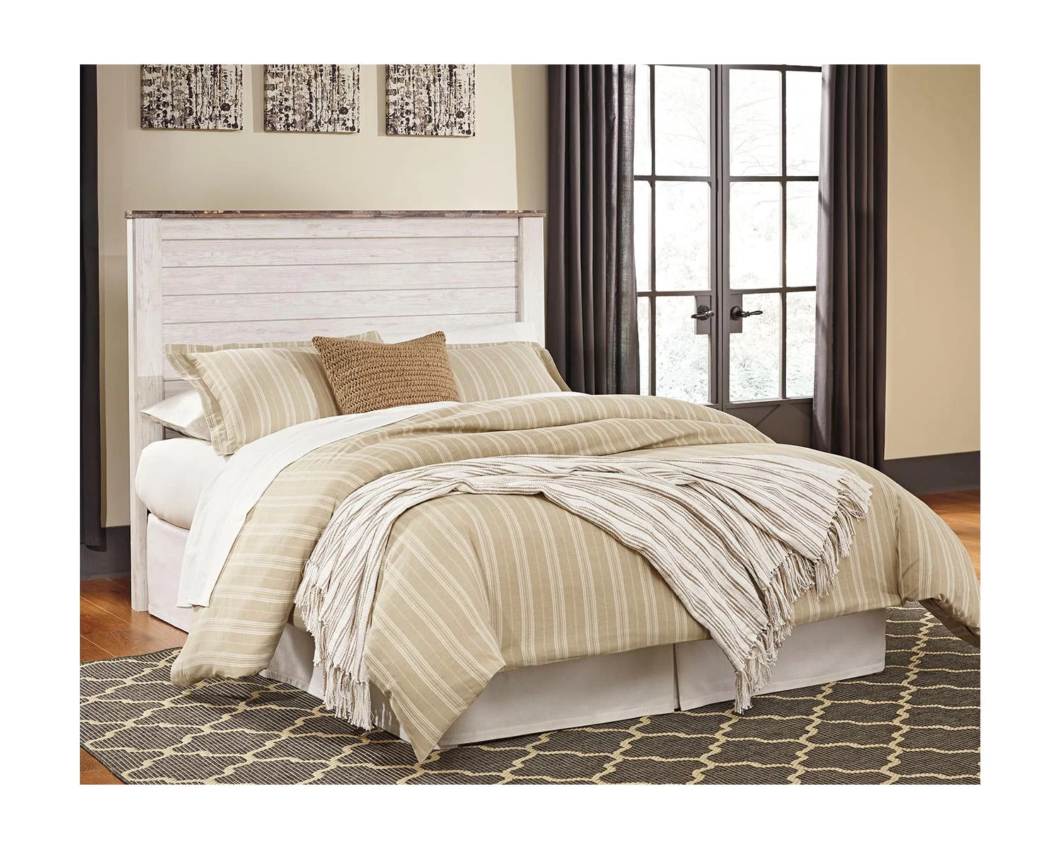 Signature Design by Ashley Casual Willowton Queen Panel Headboard  Whitewash
