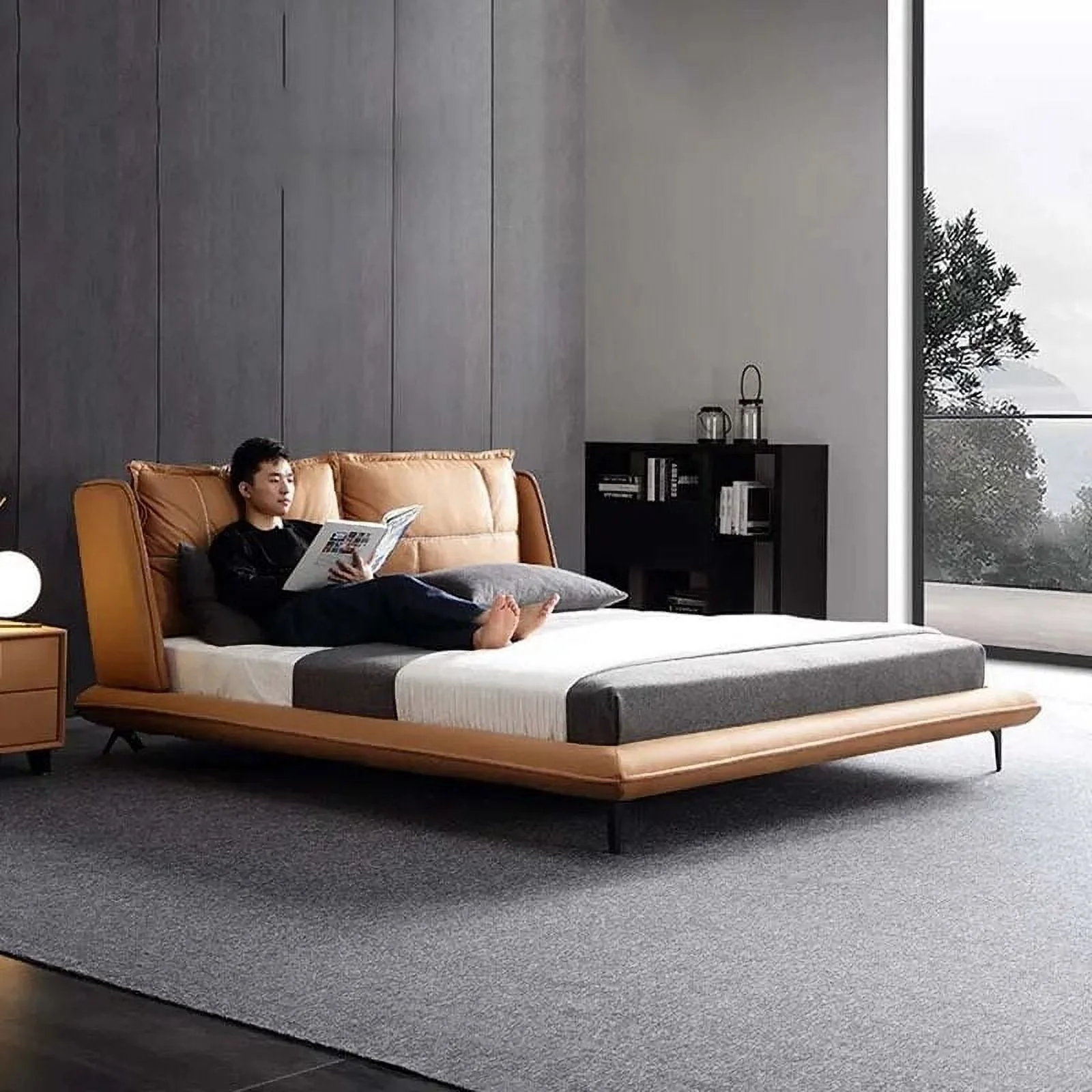 Tech Fabric Master Bed Teenager High Italian Style Household Couple Bed Lounger Promotion Lit Interior Furniture With Storage