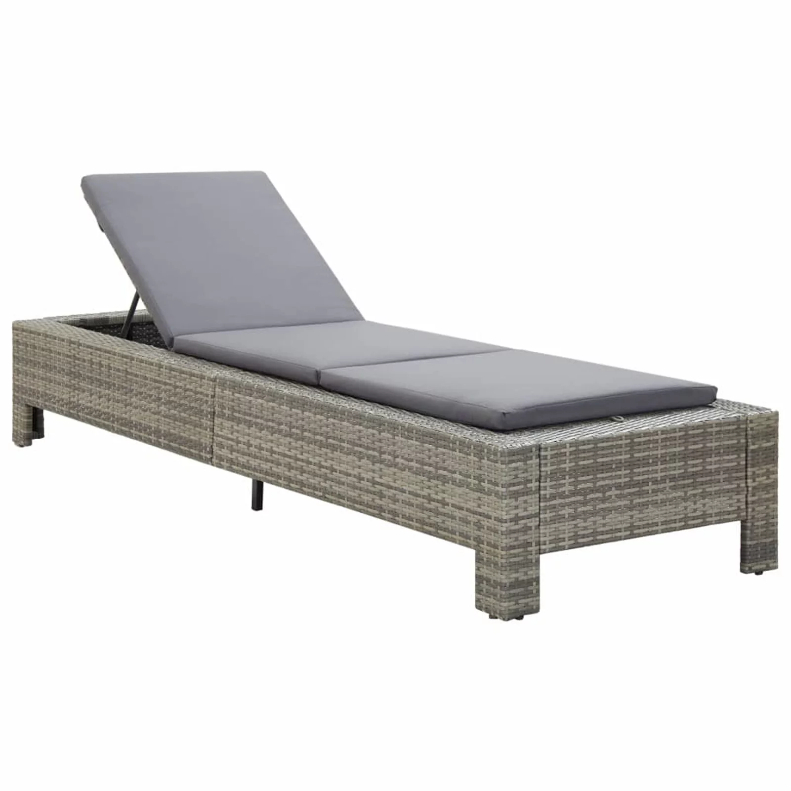 Suzicca Sunbed with Cushion Gray Poly Rattan