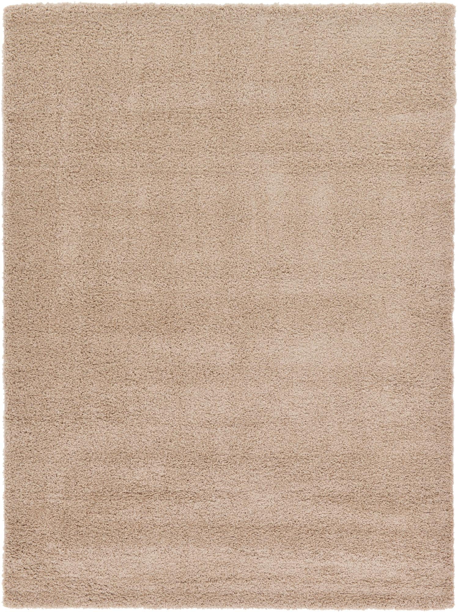 Rugs.com Solid Shag Collection Rug – 8' x 11' Taupe Shag Rug Perfect For Living Rooms, Large Dining Rooms, Open Floorplans