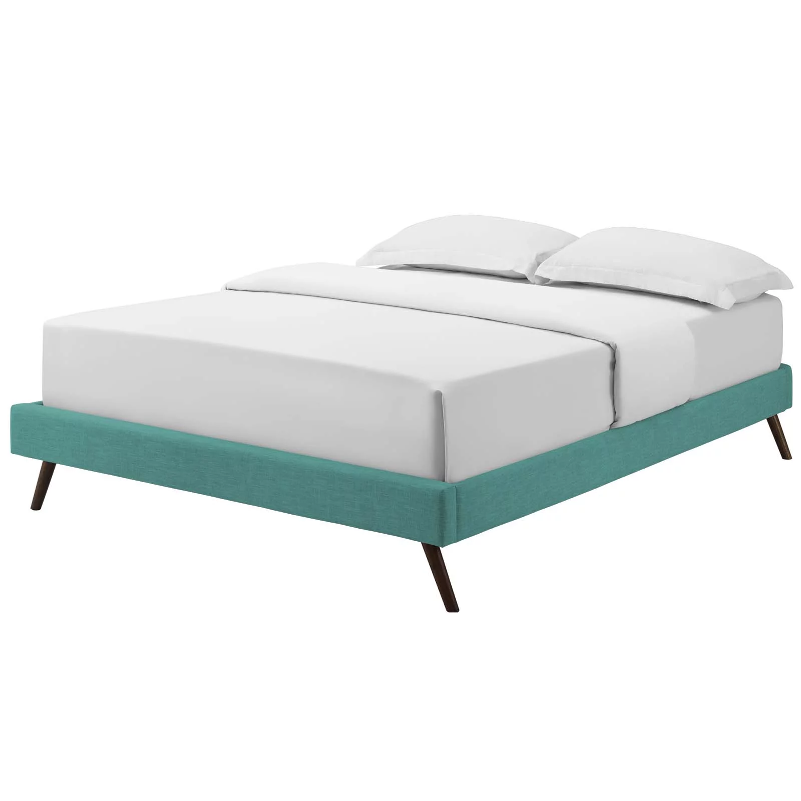 Platform Bed Frame, Queen Size, Fabric, Teal Blue, Modern Contemporary Urban Design, Bedroom Master Guest Suite