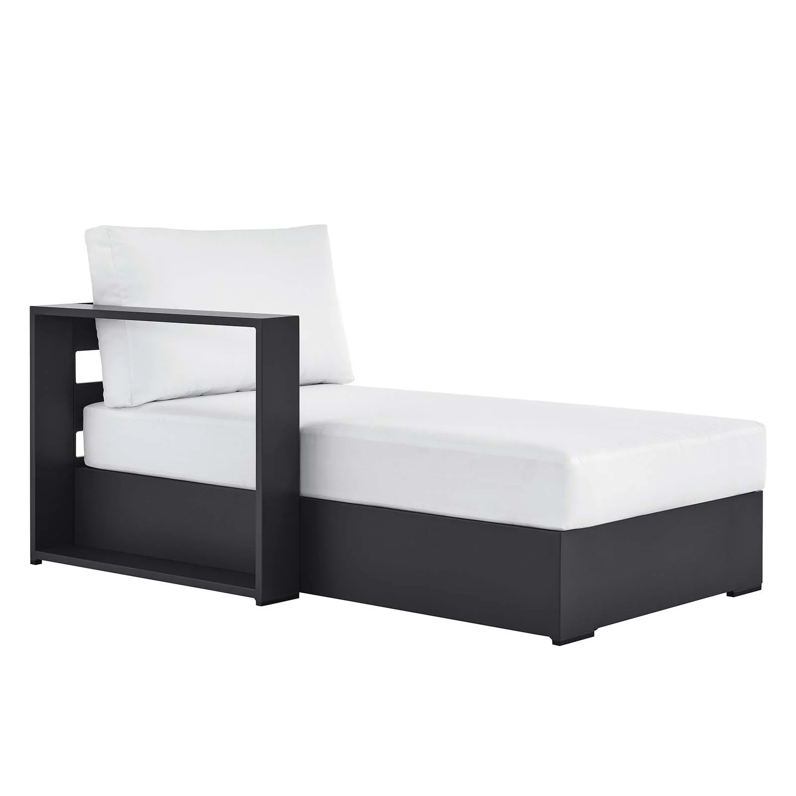 Modway Tahoe Outdoor Patio Powder-Coated Aluminum Modular Left-Facing Chaise Lounge in Gray White