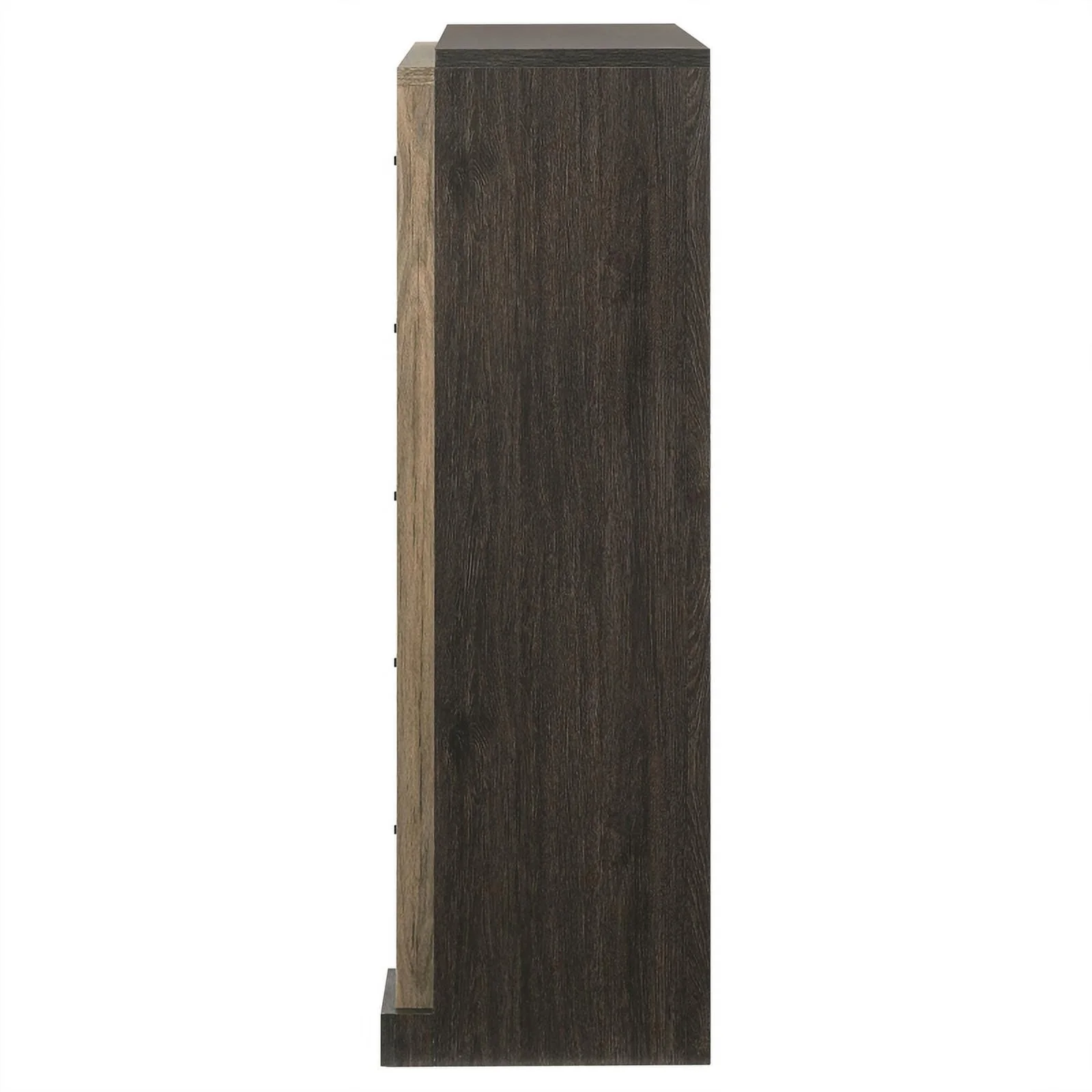 Pemberly Row Farmhouse 5-Drawer Farmhouse Wood Chest in Brown and Light Taupe