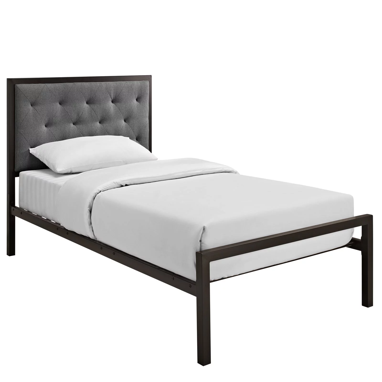 Modway Mia Twin Fabric Bed in Brown Gray