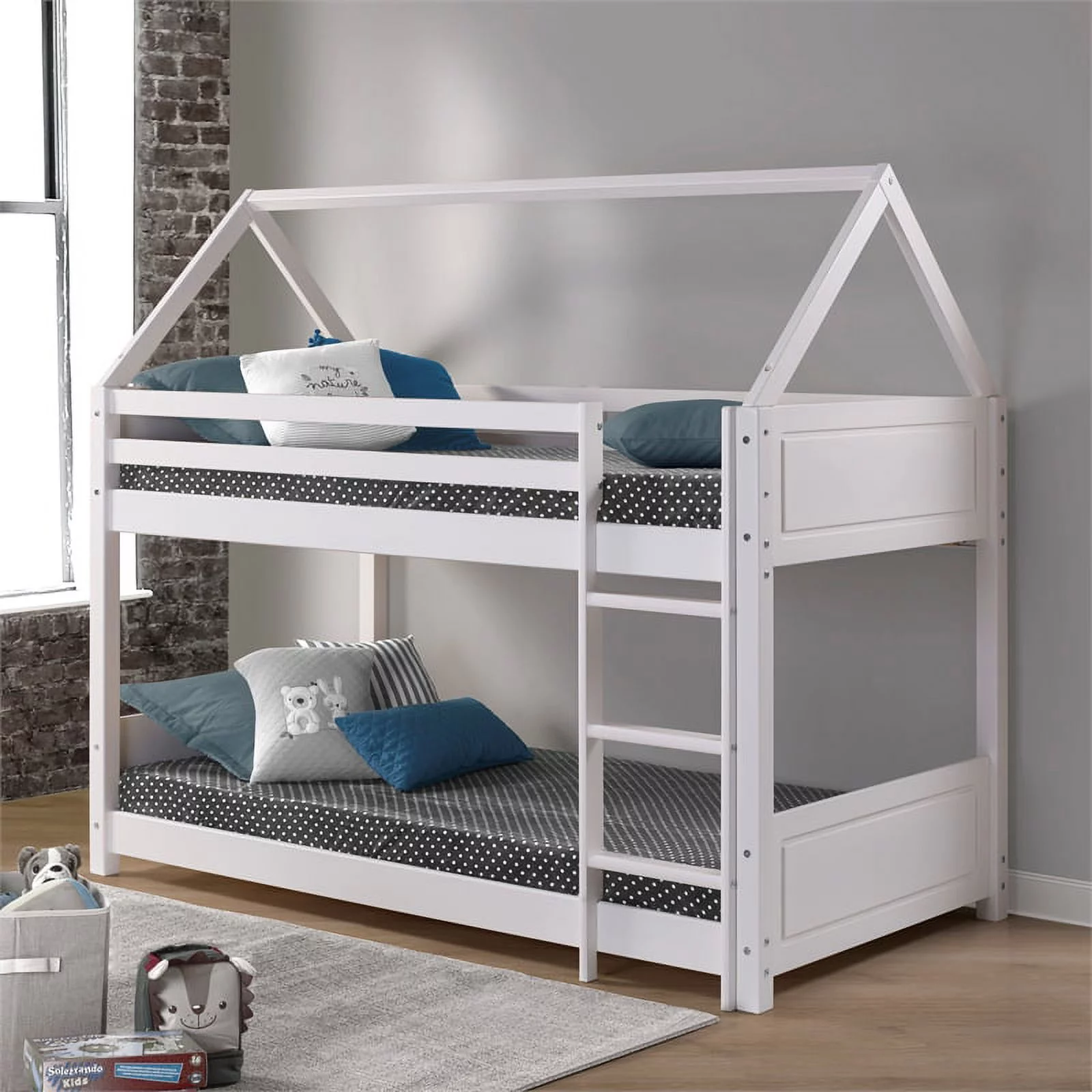 Linon Merritt Wood Twin Bunkbed in White