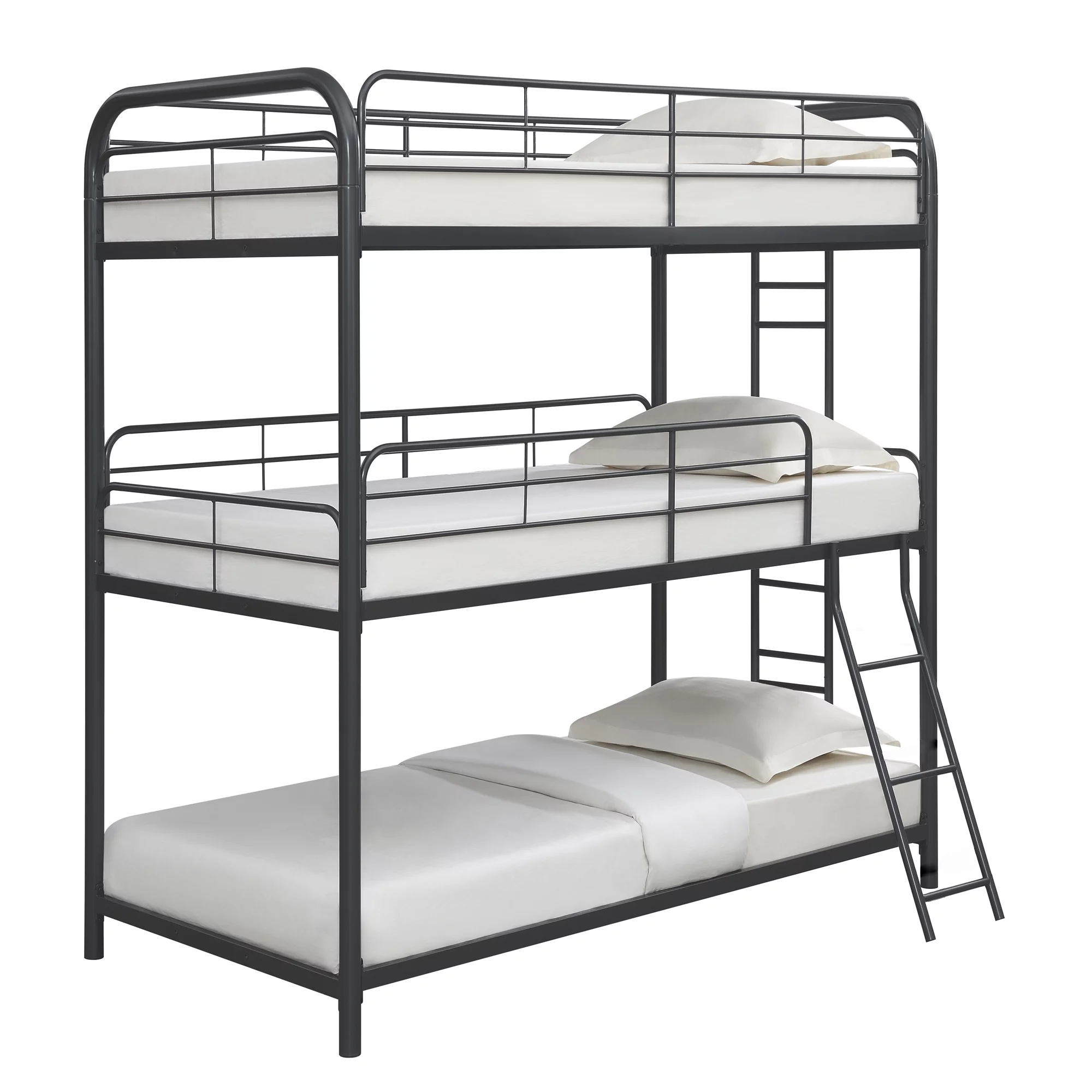 Furniture Triple Bunk Bed, Twin/Twin/Twin, black