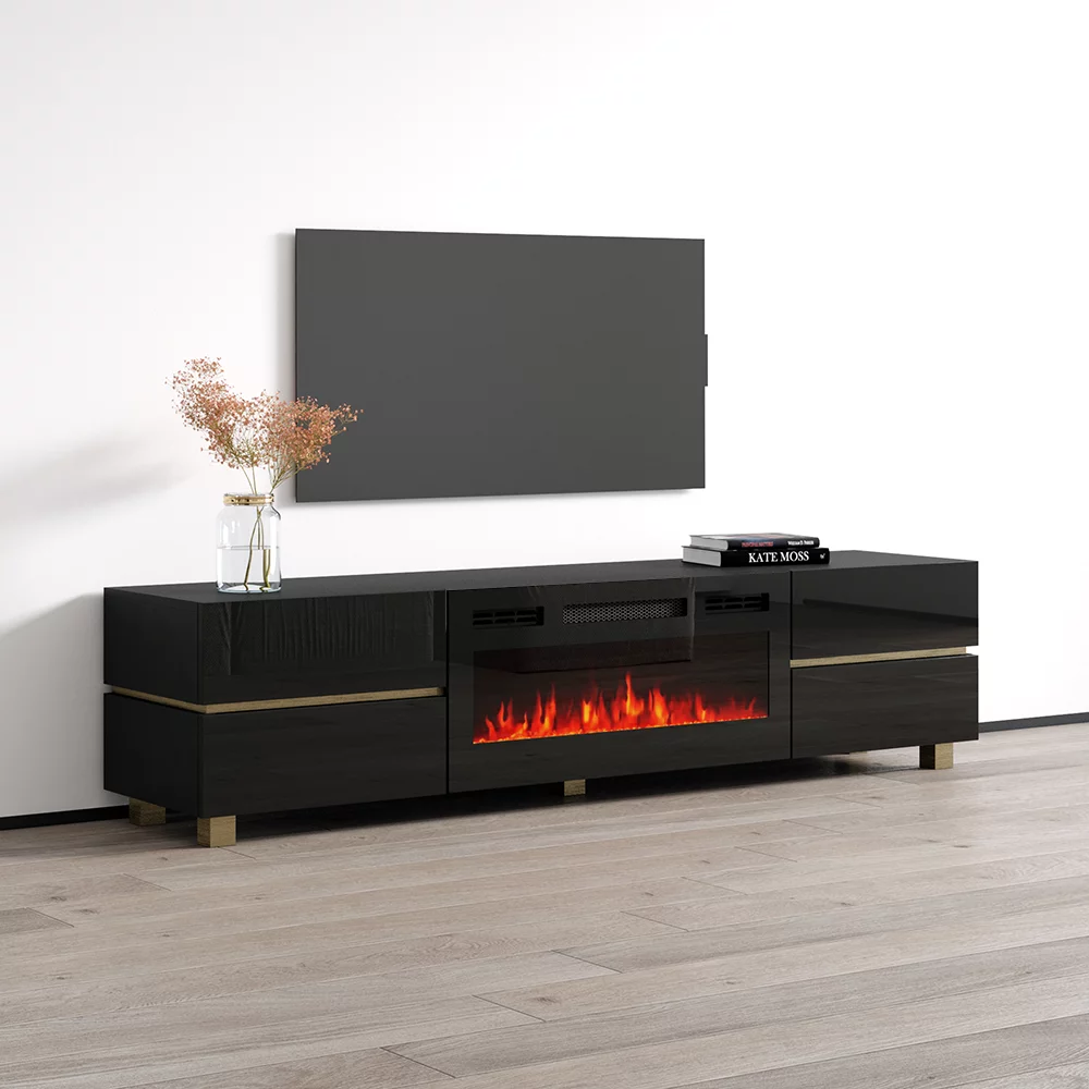 Bono 01 BL-EF Fireplace TV Stand for TVs up to 80