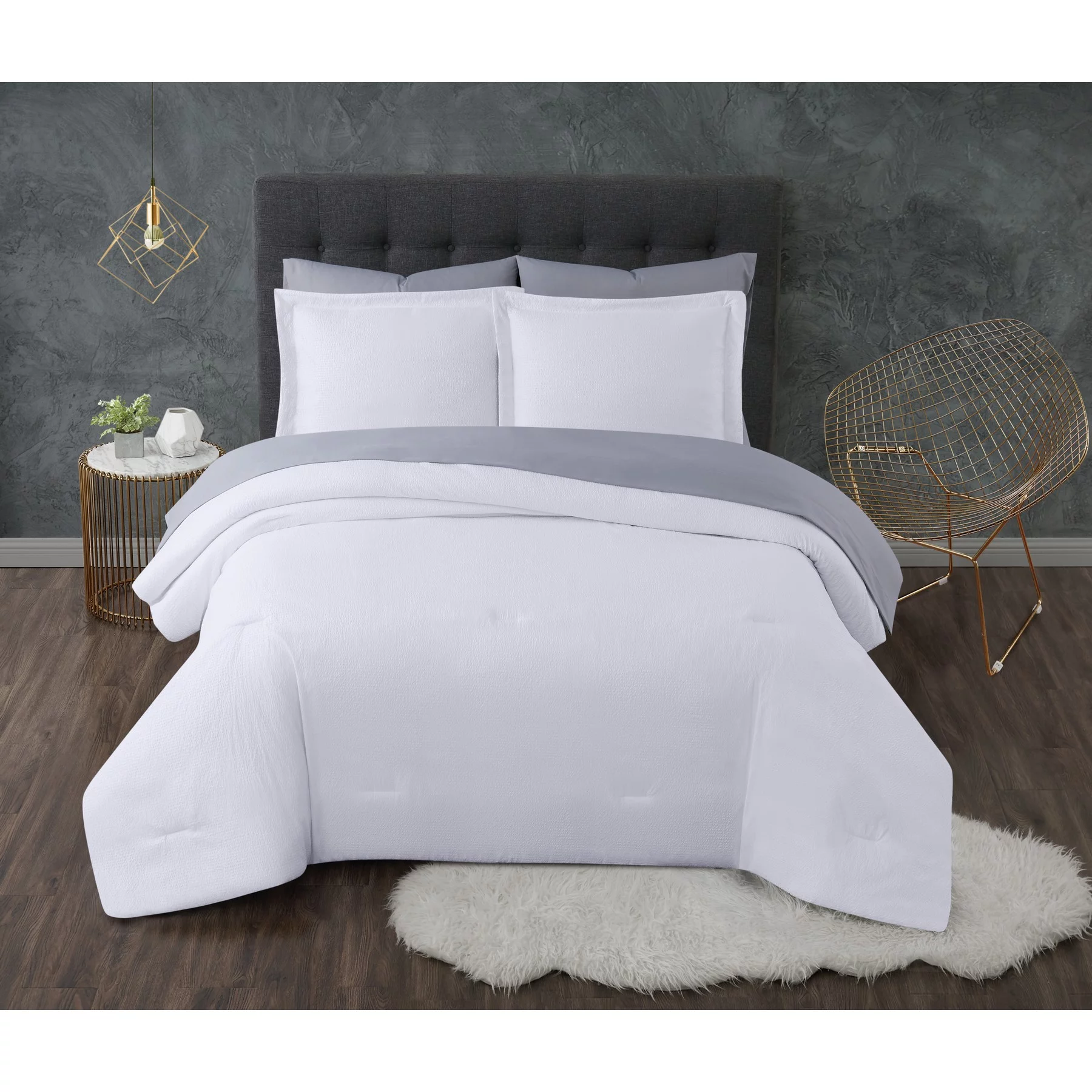 Truly Calm Antimicrobial Solid Polyester Bed in a Bag Sets, Queen, White, 7-Pieces