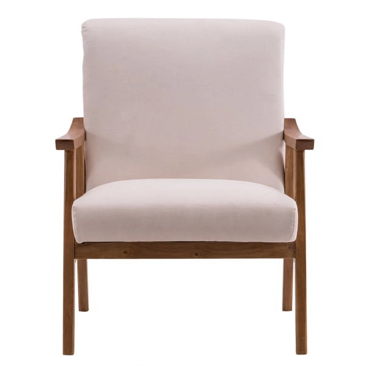Sythers Single Sofa Chair Sleeper,Solid Wood Retro Simple Single Sofa, 67x72.5x82cm, Beige