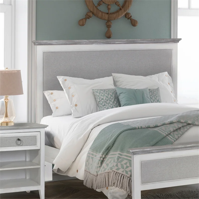 Sea Wind Florida Captiva Island Wood King Headboard in Gray/White