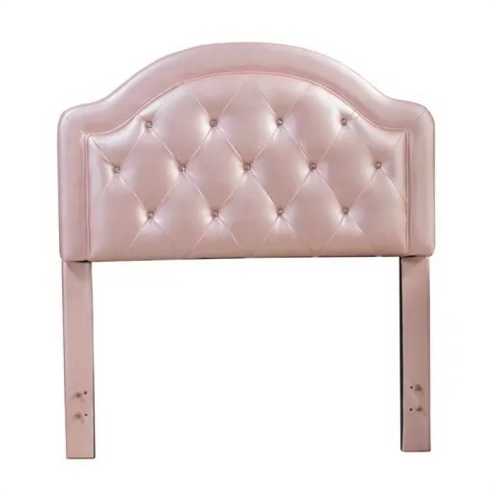 Roseberry Kids Faux Leather/Wood Full Bed Set With Rails in Embossed Pink
