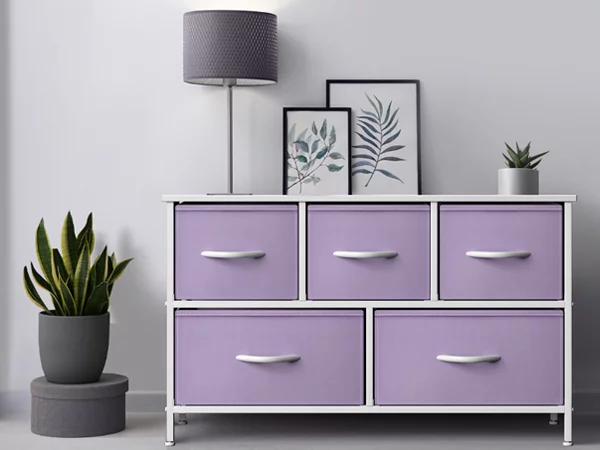 Sorbus Dresser with 5 Drawers - Furniture Storage Chest for Kid’s, Teens, Bedroom - Purple
