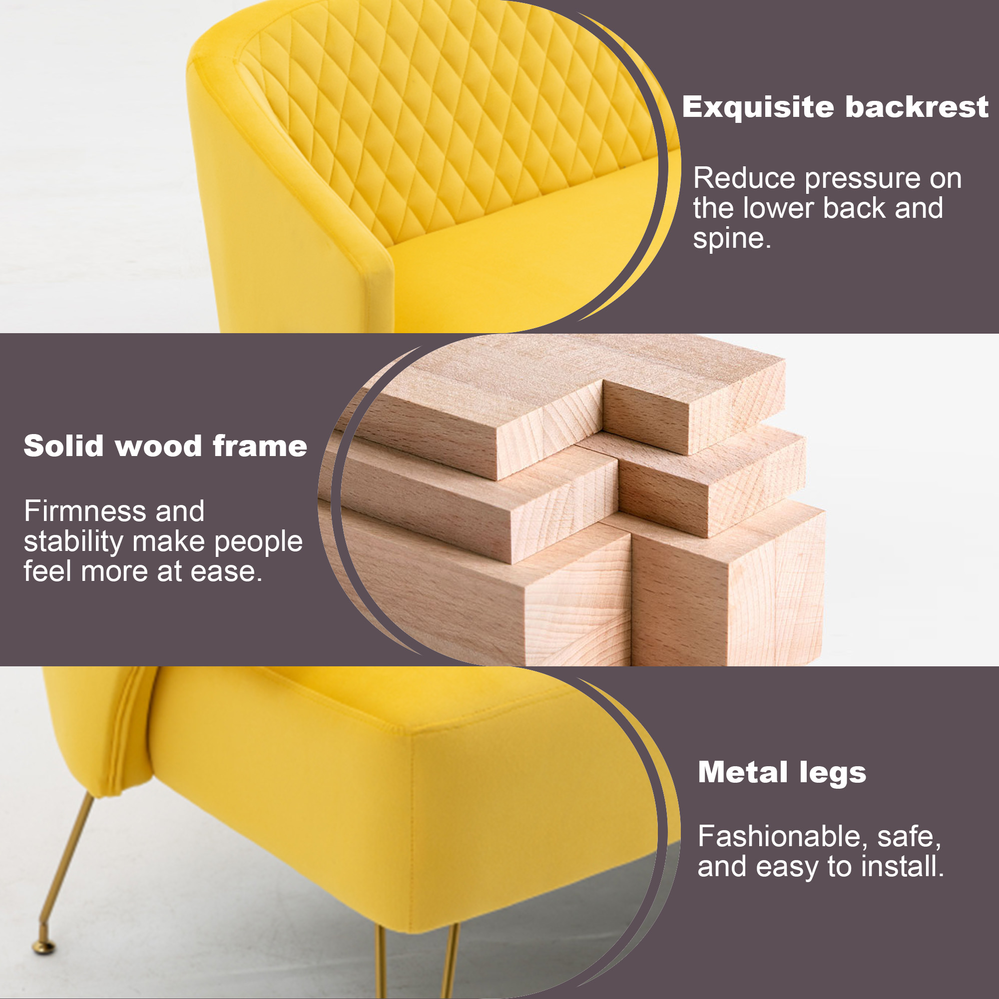HOMEFUN Twin Size Love seat Accent Sofa with Golden Metal Legs, Living Room Sofa with Tufted Backrest, 600 Pounds Weight Capacity