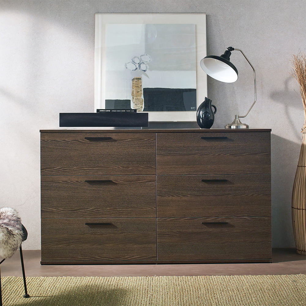 CoSoTower Morgan Farmhouse Six-Drawer Jumbo Dresser in Espresso