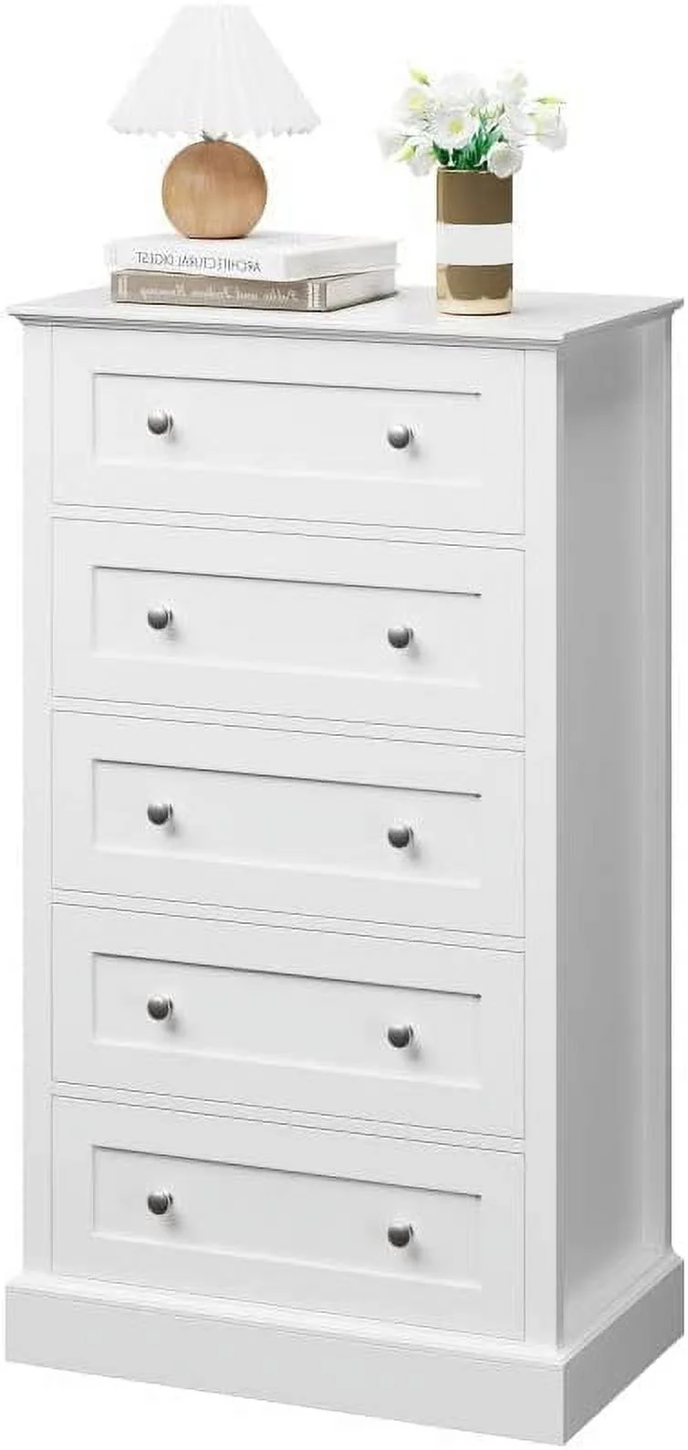 Popular 5 Drawer Dresser Tall White Dresser for Bedroom White Chest of Drawers for Clothes Storage Cabinet Nightstand Hallway Living Room