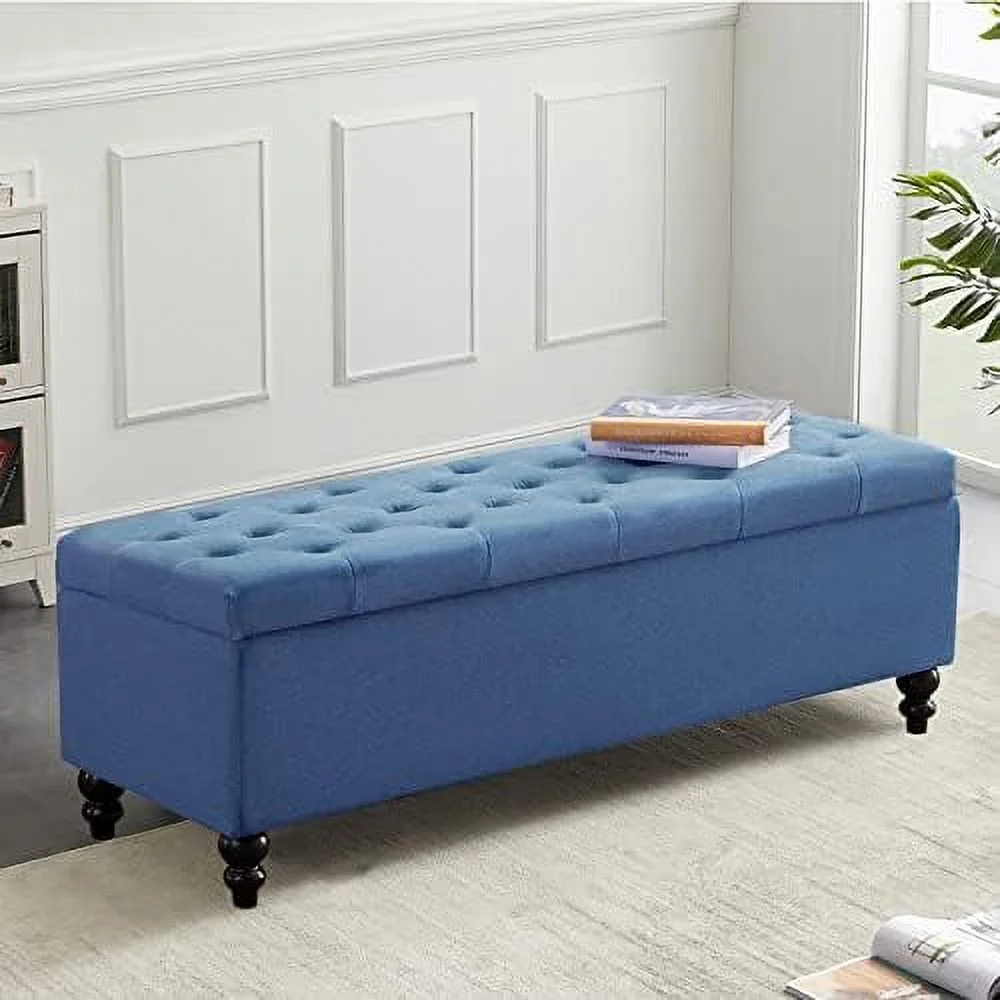HOOMHIBIU Ottoman 50.2 Inches Upholstered Fabric Ottoman Bench,Button Tufted Ottoman with for Living Room,Bedroom End of Bed Bench Withstands 301lbs(Grey-TP)
