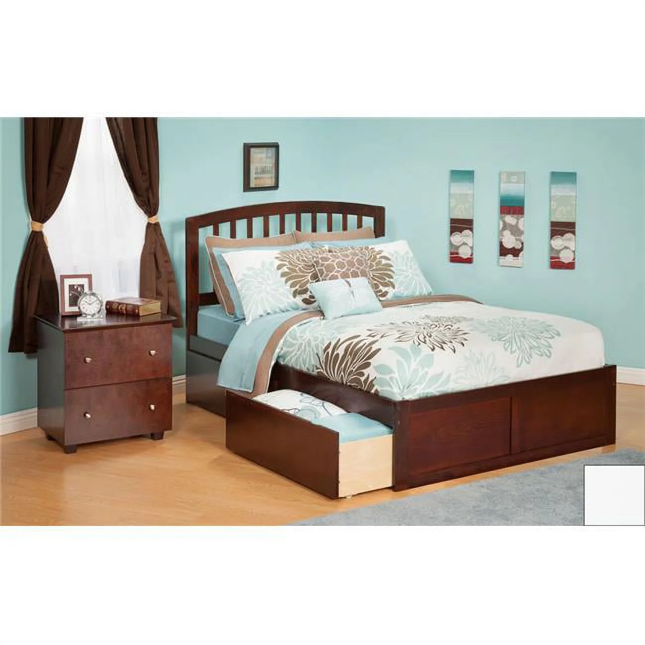 Richmond Queen Bed with Flat Panel Footboard and Urban Bed Drawers in a White Finish