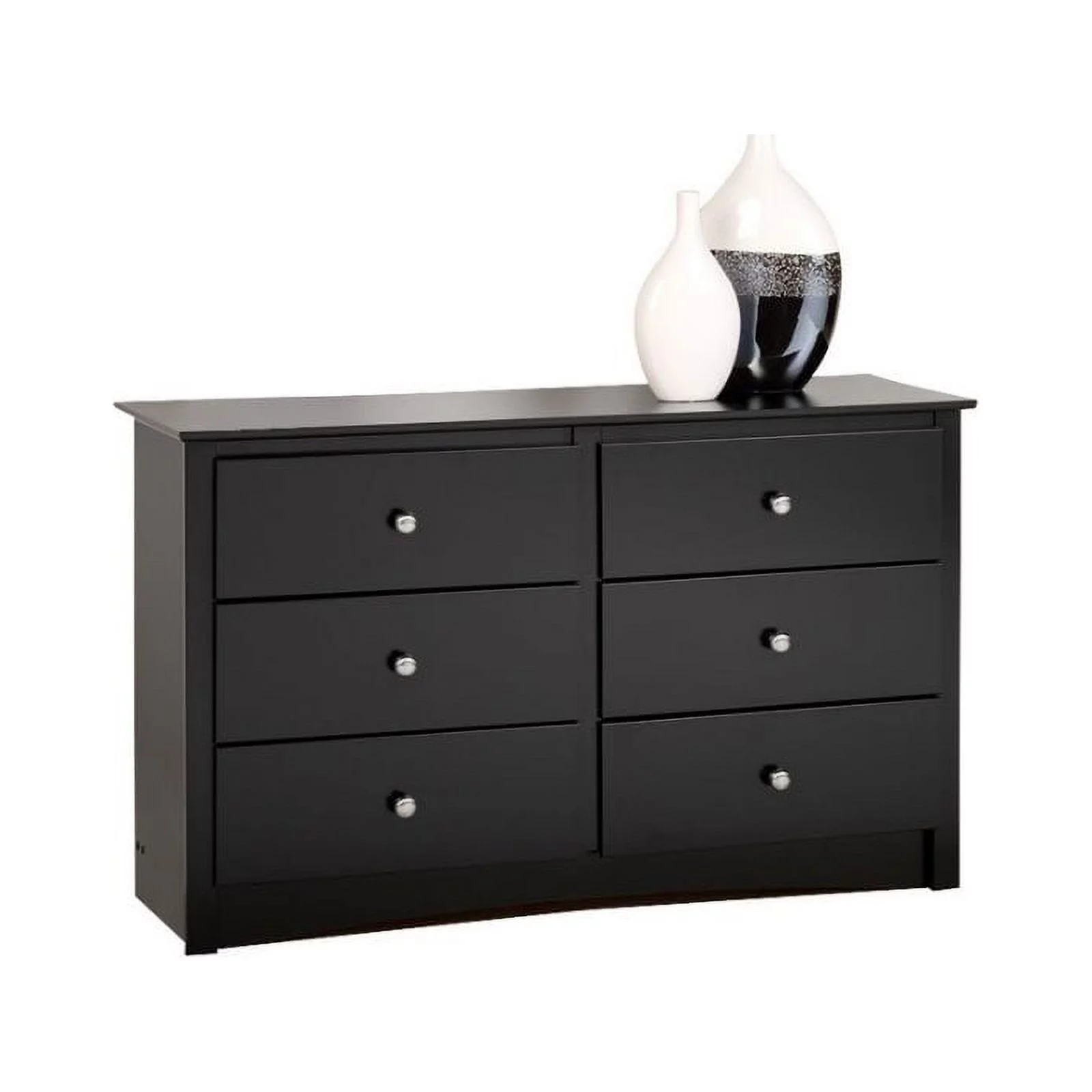 Pemberly Row Black Condo Sized 6 Drawer Double Dresser