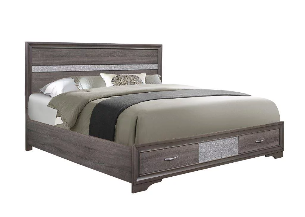 Seville Storage King Bedroom Set 5Pcs Weathered Grey Global Furniture Modern