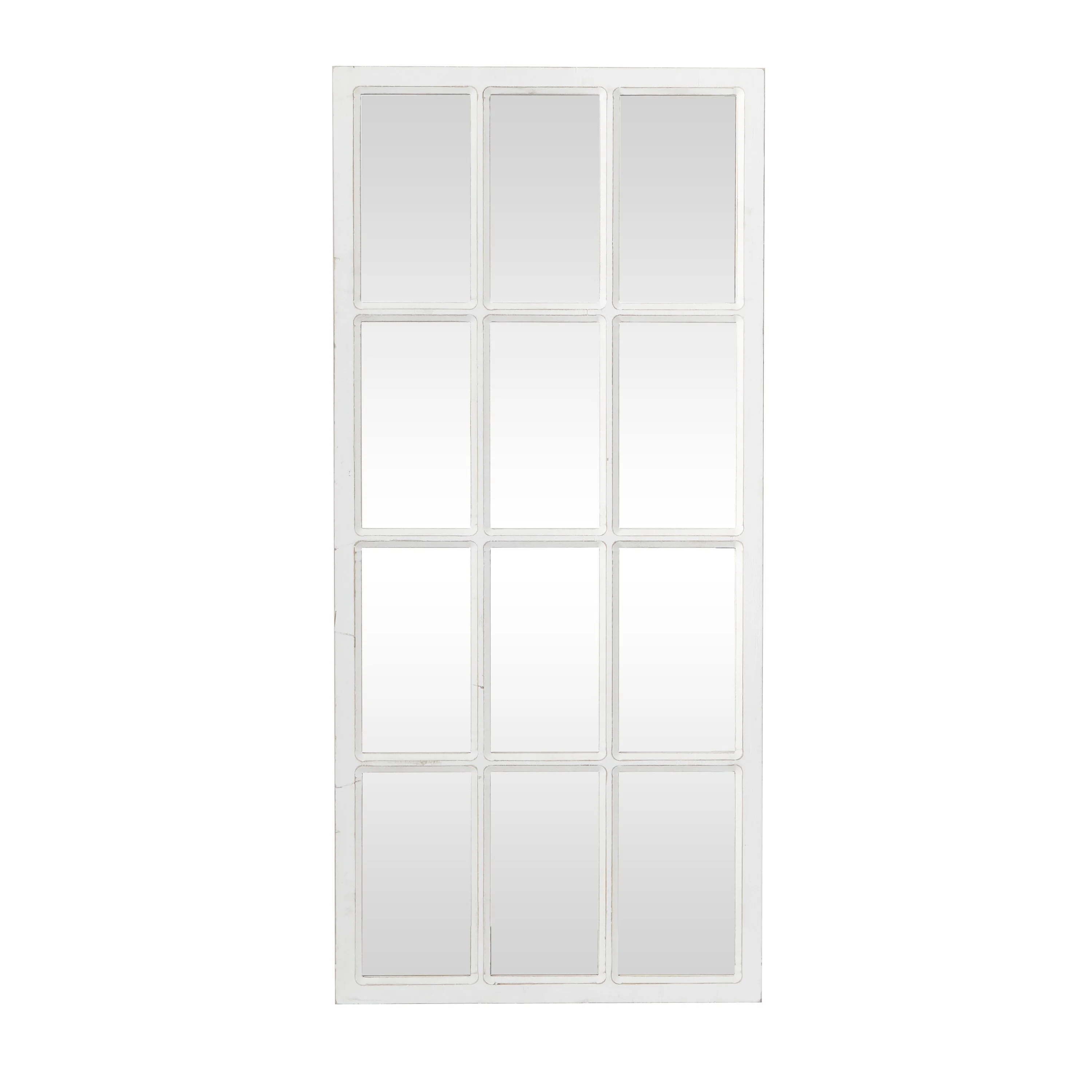 Studio 350 White Wood Farmhouse Rectangular Wall Mirror - 22 x 1 x 48
