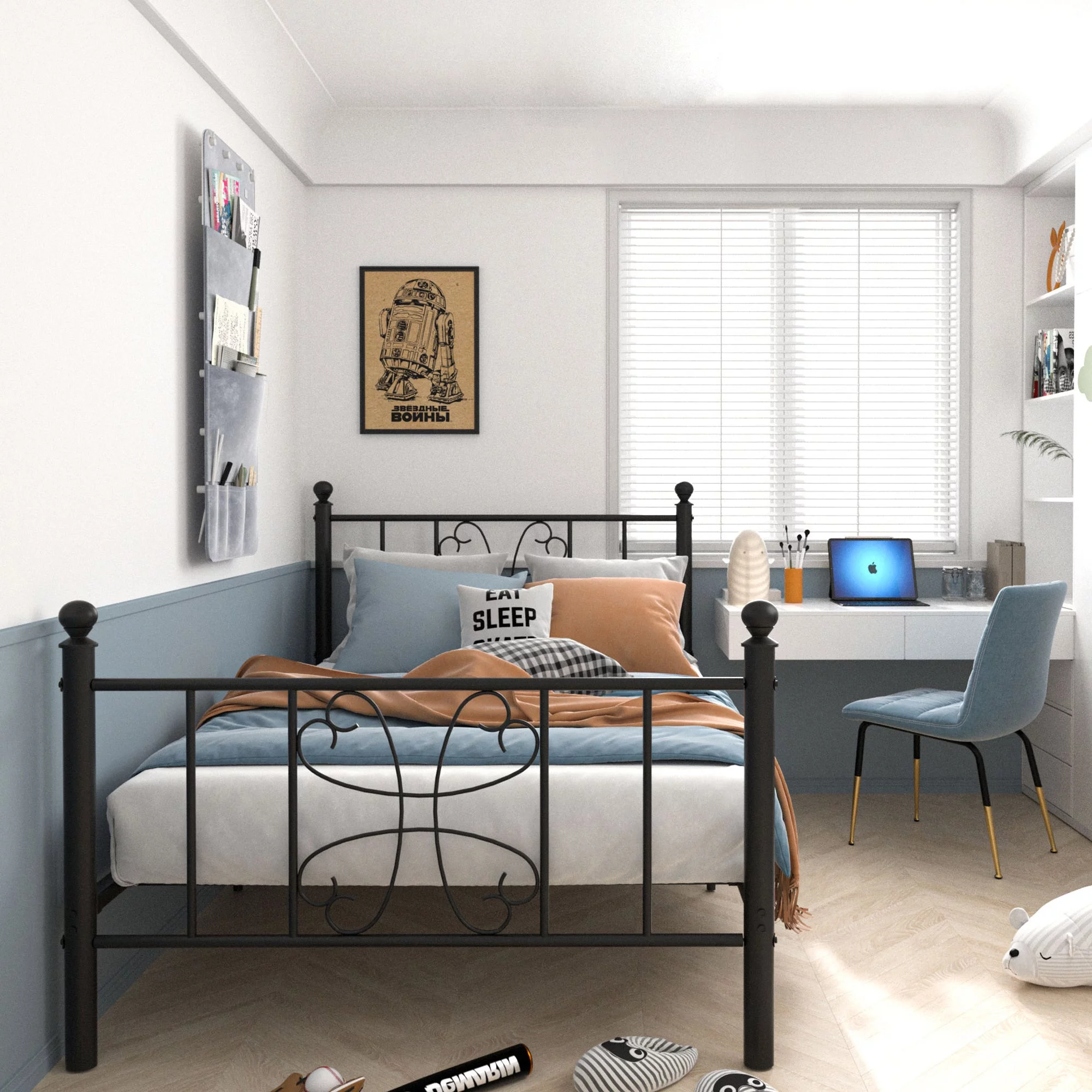 VECELO Twin Metal Platform Bed Frame with Headboard & Footboard, No Box Spring Needed, Easy Assembly, Black