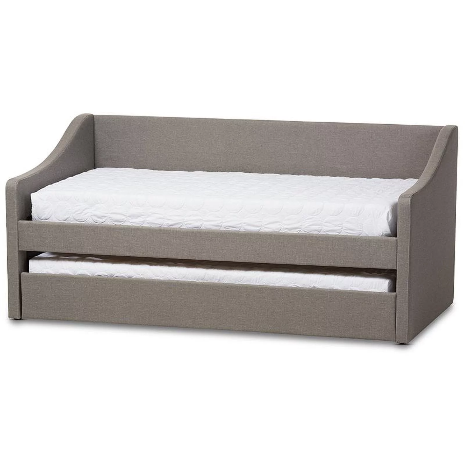 Allora Modern Fabric Upholstered Daybed with Trundle in Gray