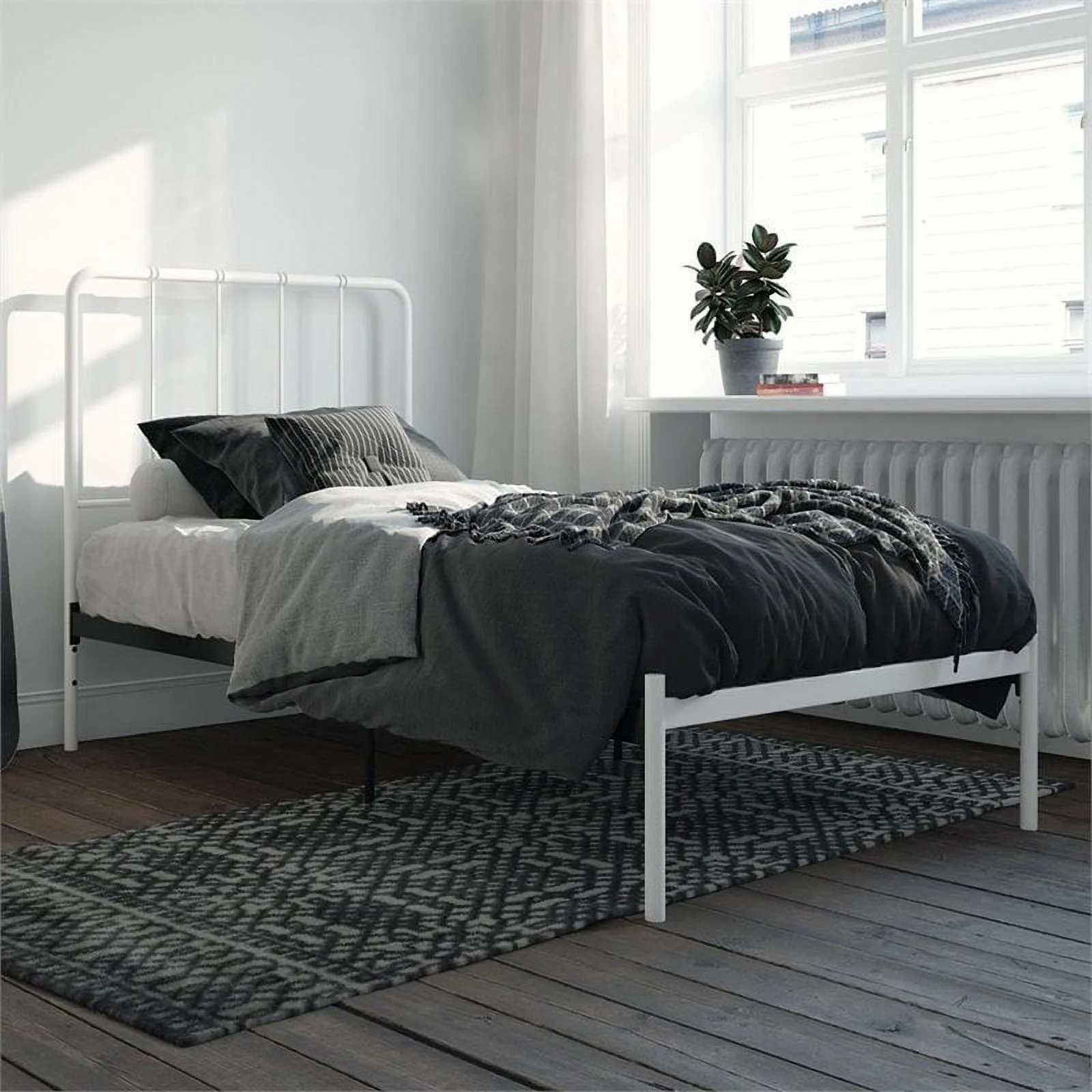 DHP Aubrey Twin Metal Spindle Bed in White