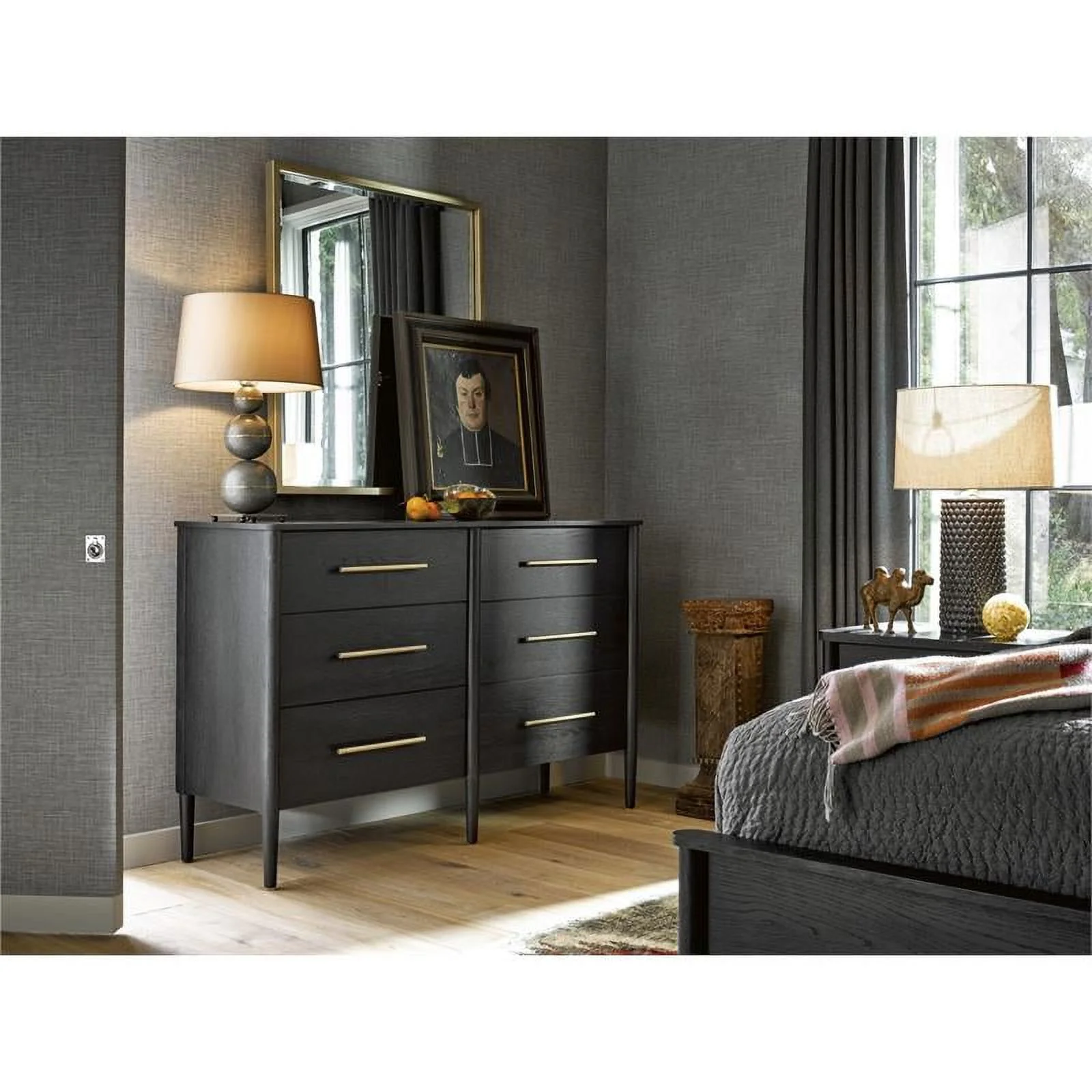 Beaumont Lane 6 Drawer Wood Dresser in Licorice Black Finish